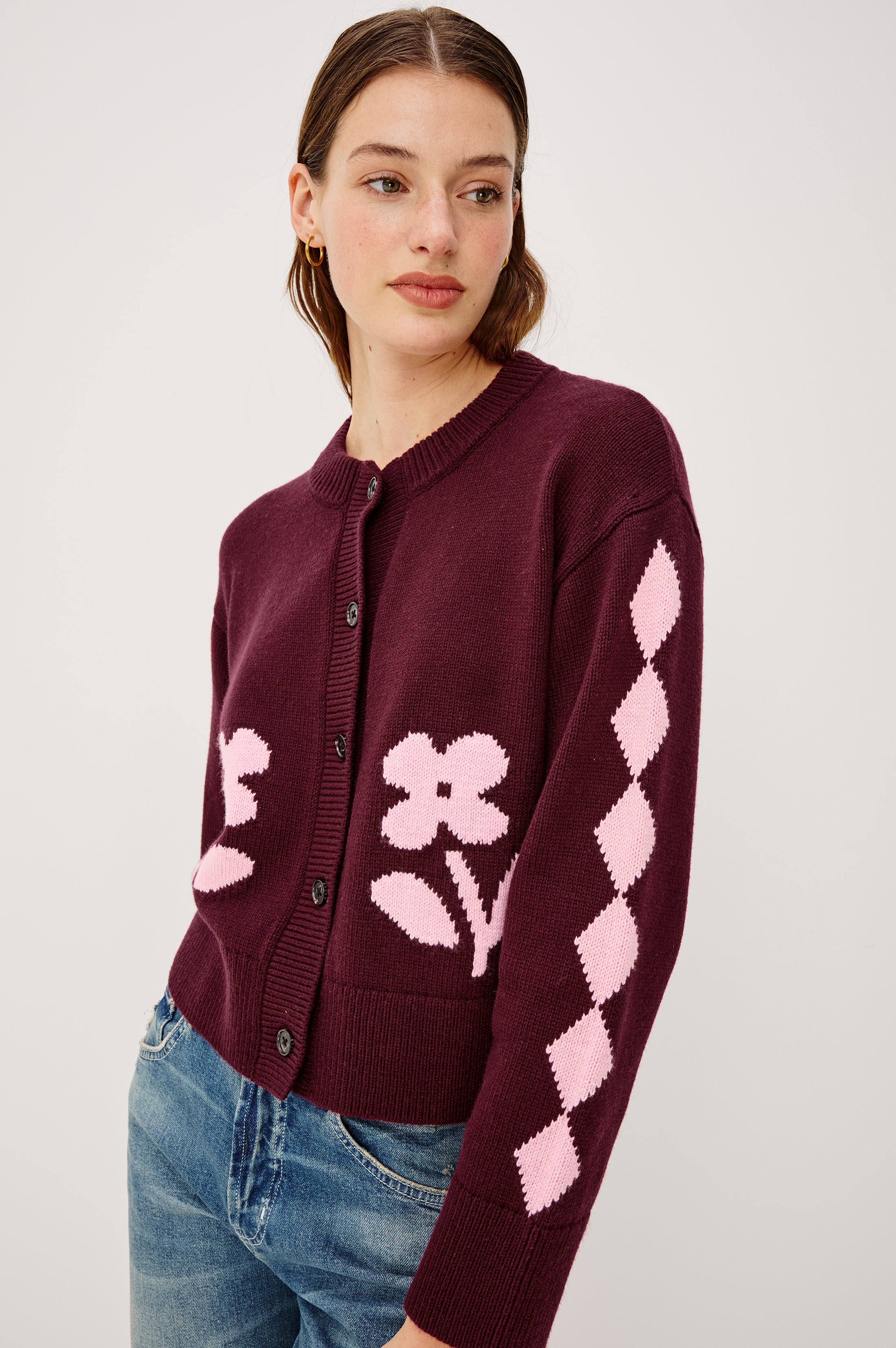 MAVIE CARDIGAN - GARNET DAISY