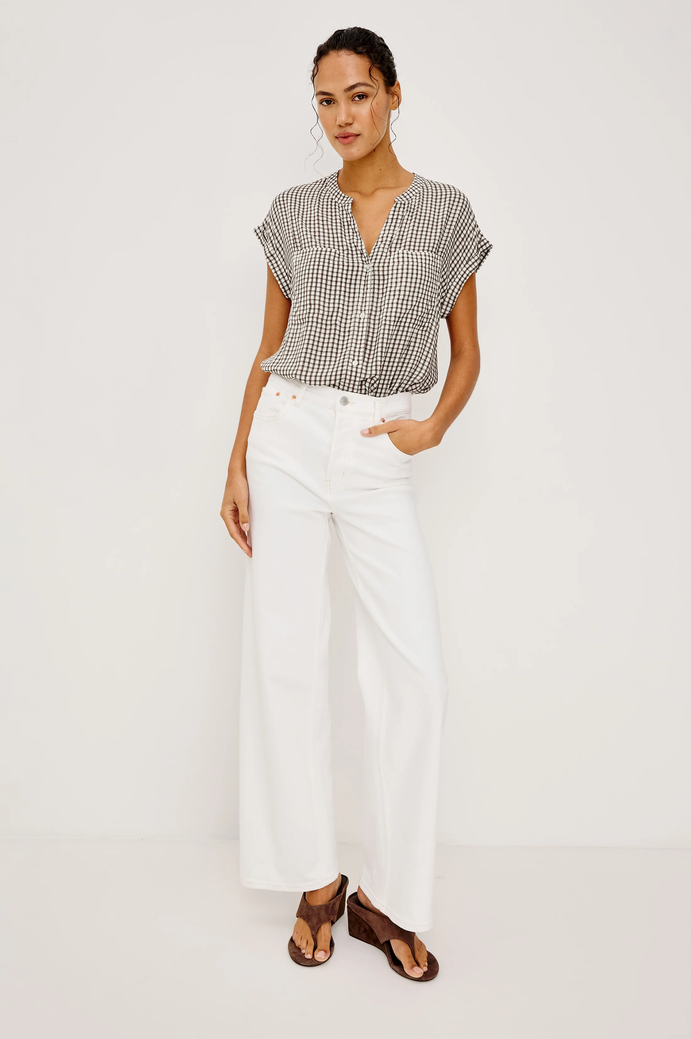 MEL SHIRT - ESPRESSO GINGHAM - Image 3