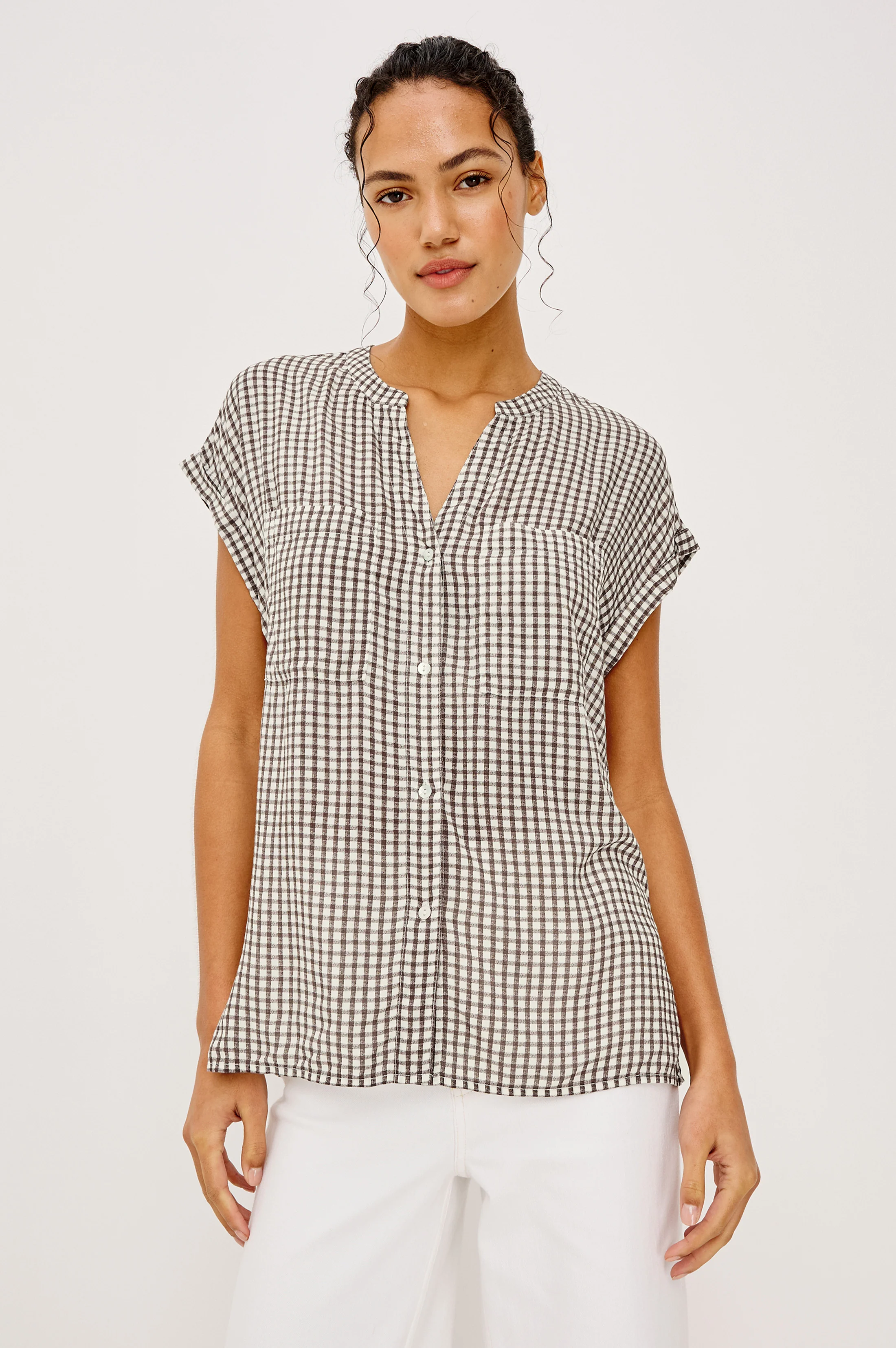 MEL SHIRT - ESPRESSO GINGHAM - Image 4