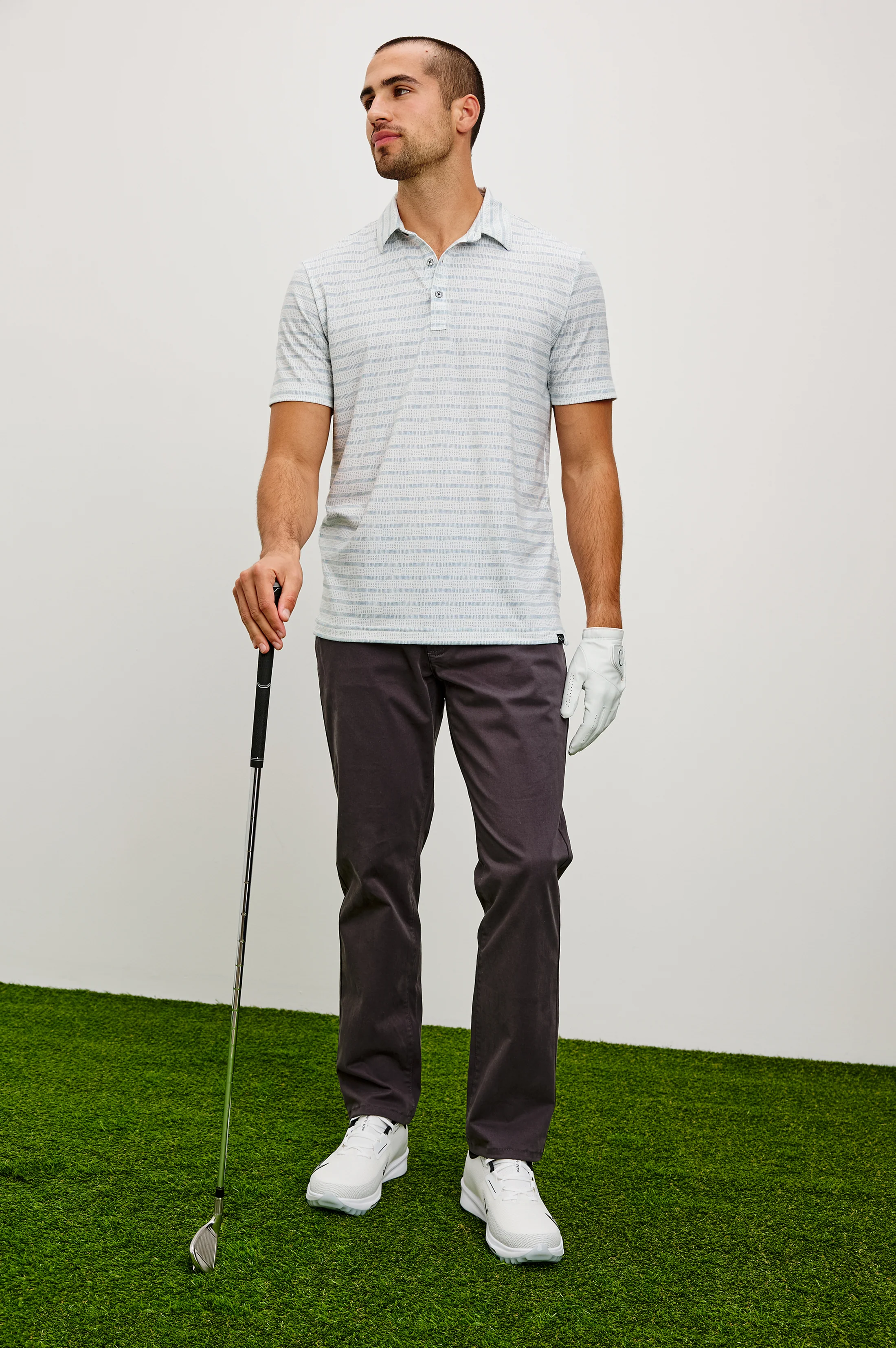 MERCED GOLF POLO SHIRT - SASHIKO BORDER WHITE - Image 4