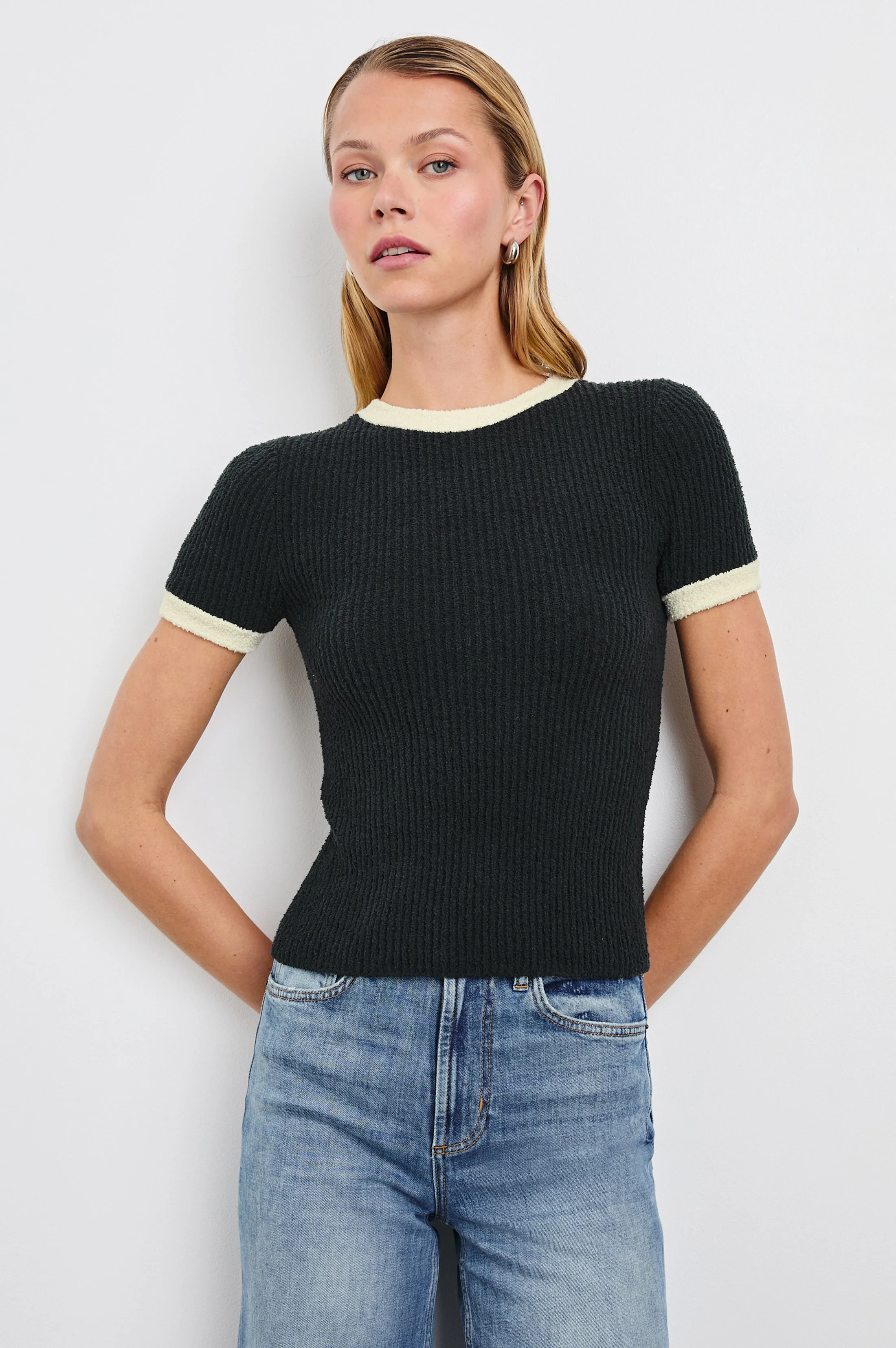 MEREDITH TOP - BLACK IVORY