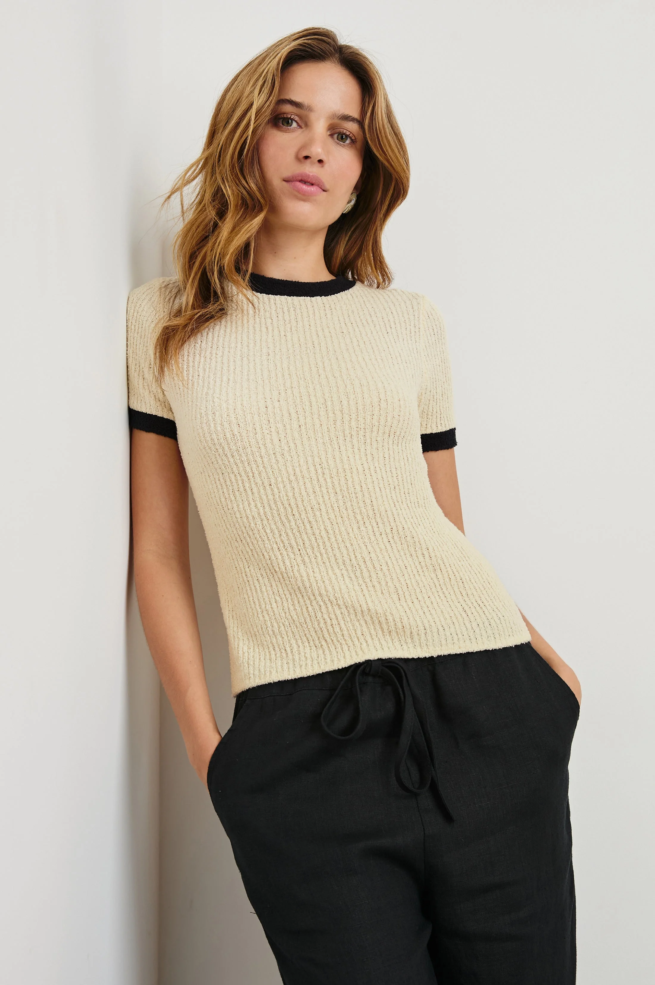 MEREDITH TOP - IVORY BLACK - Image 4