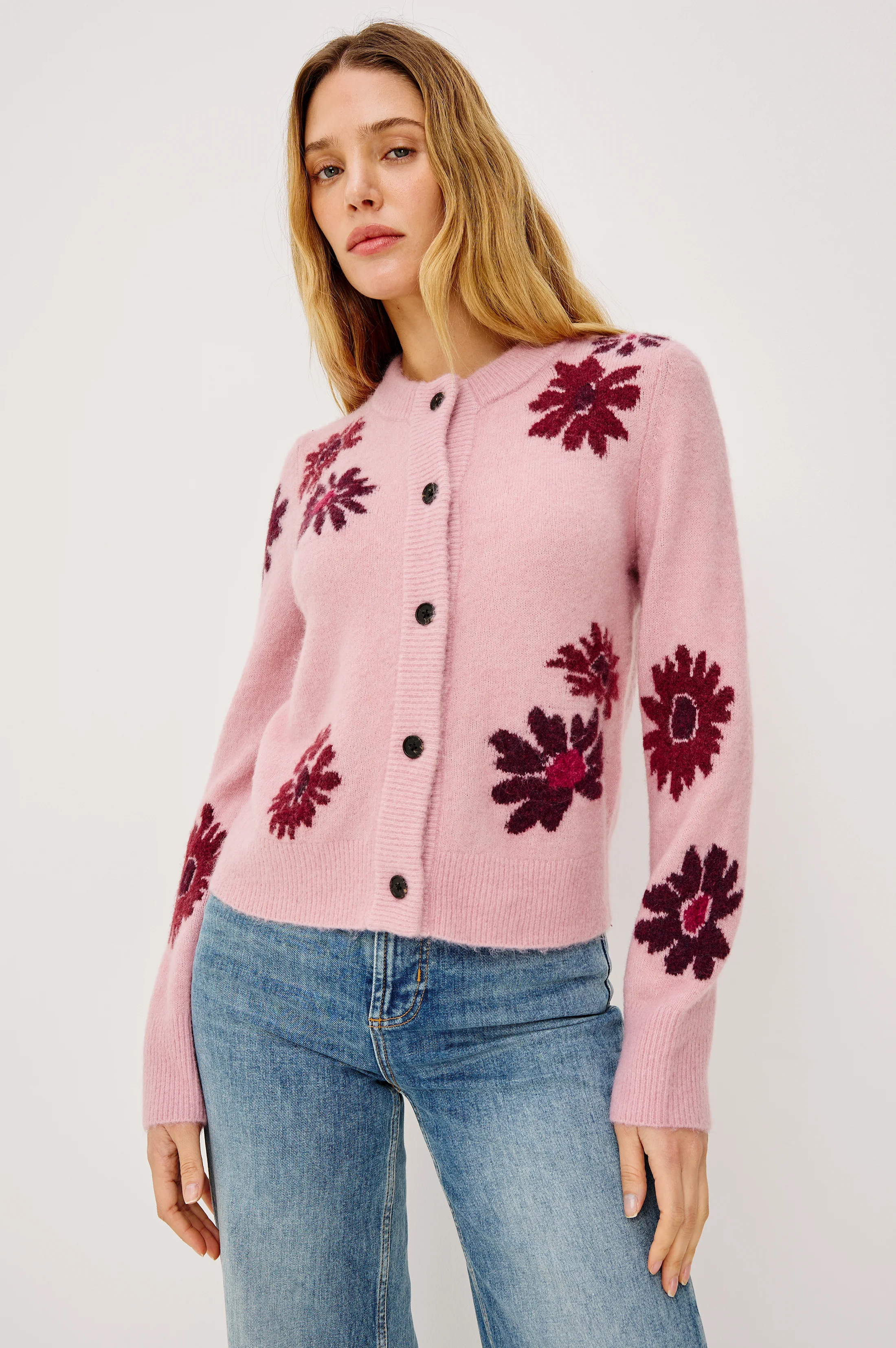 MILLIE CARDIGAN - MAGENTA DAISIES