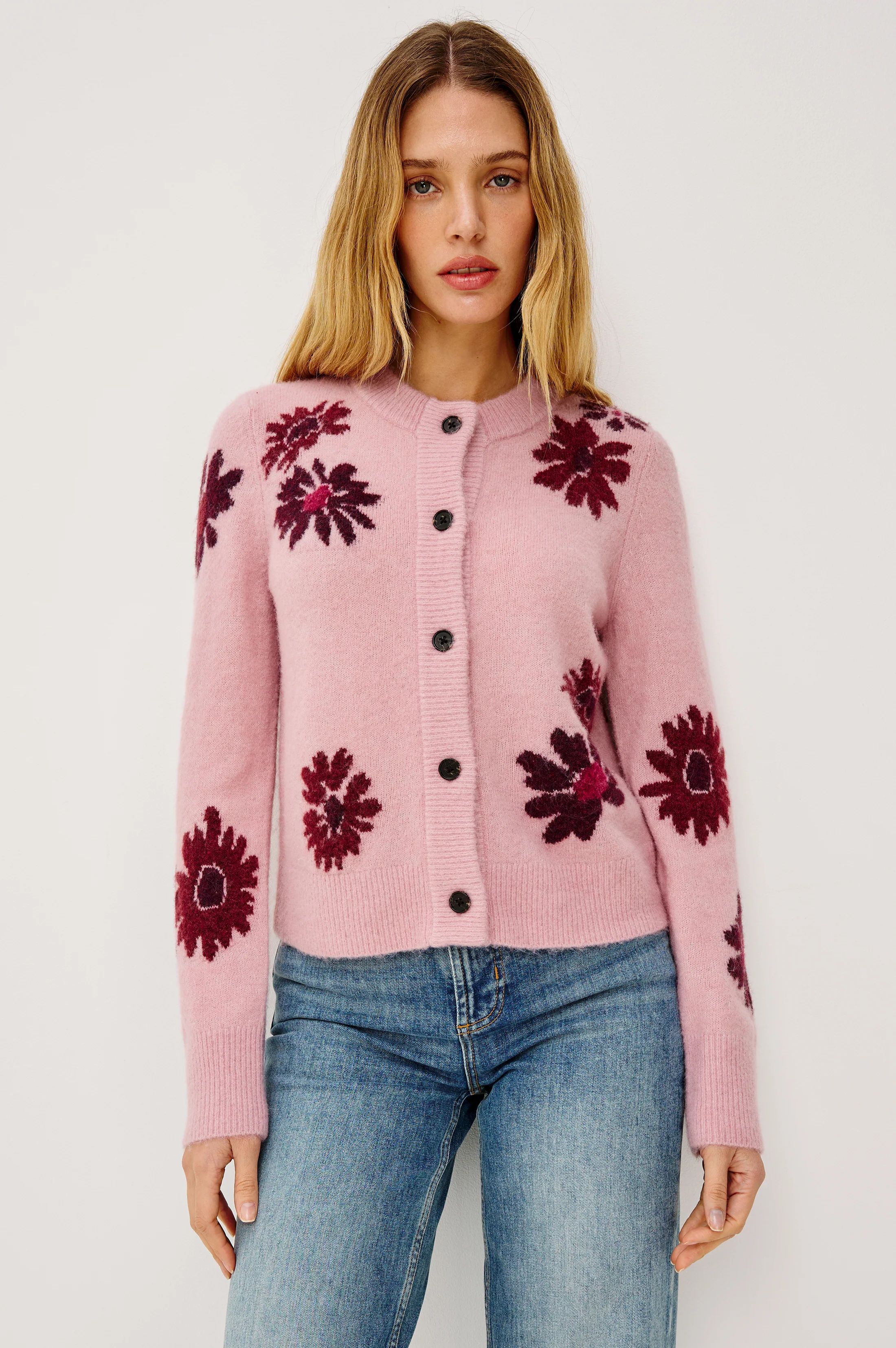 MILLIE CARDIGAN - MAGENTA DAISIES - Image 4