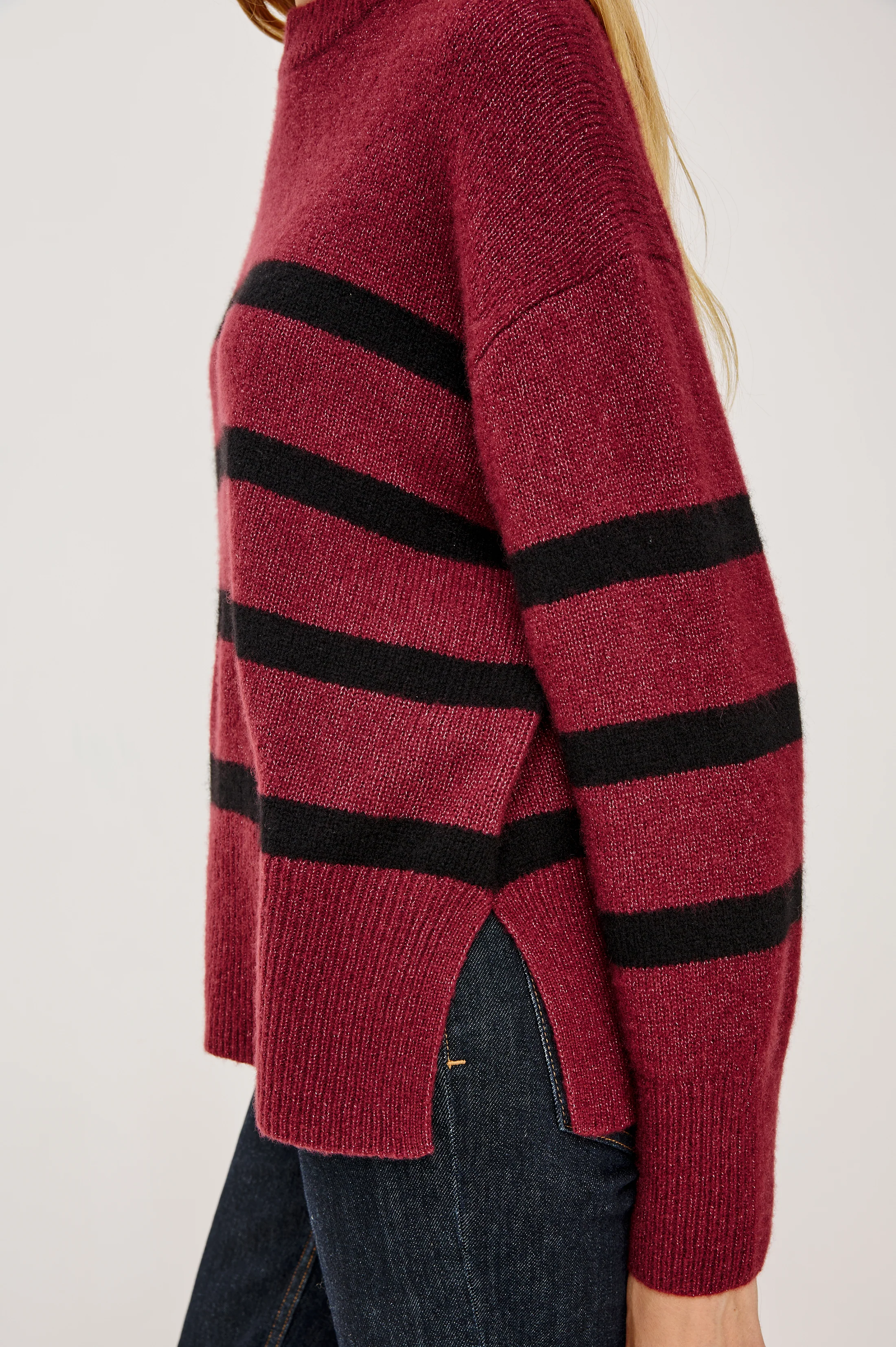 MIRANDA SWEATER - GARNET BLACK STRIPE - Image 2