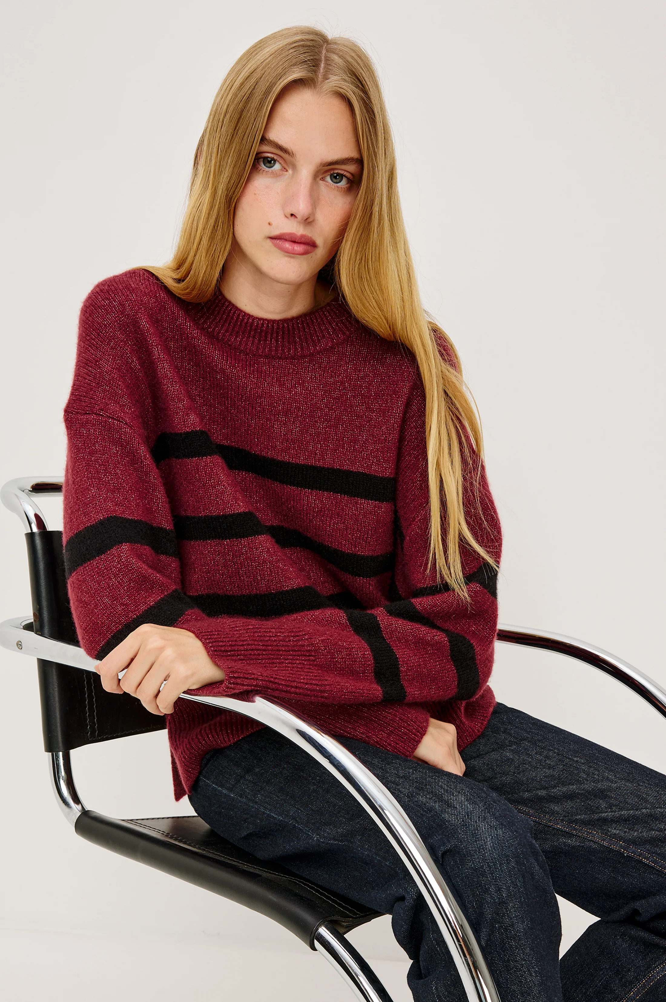 MIRANDA SWEATER - GARNET BLACK STRIPE - Image 4