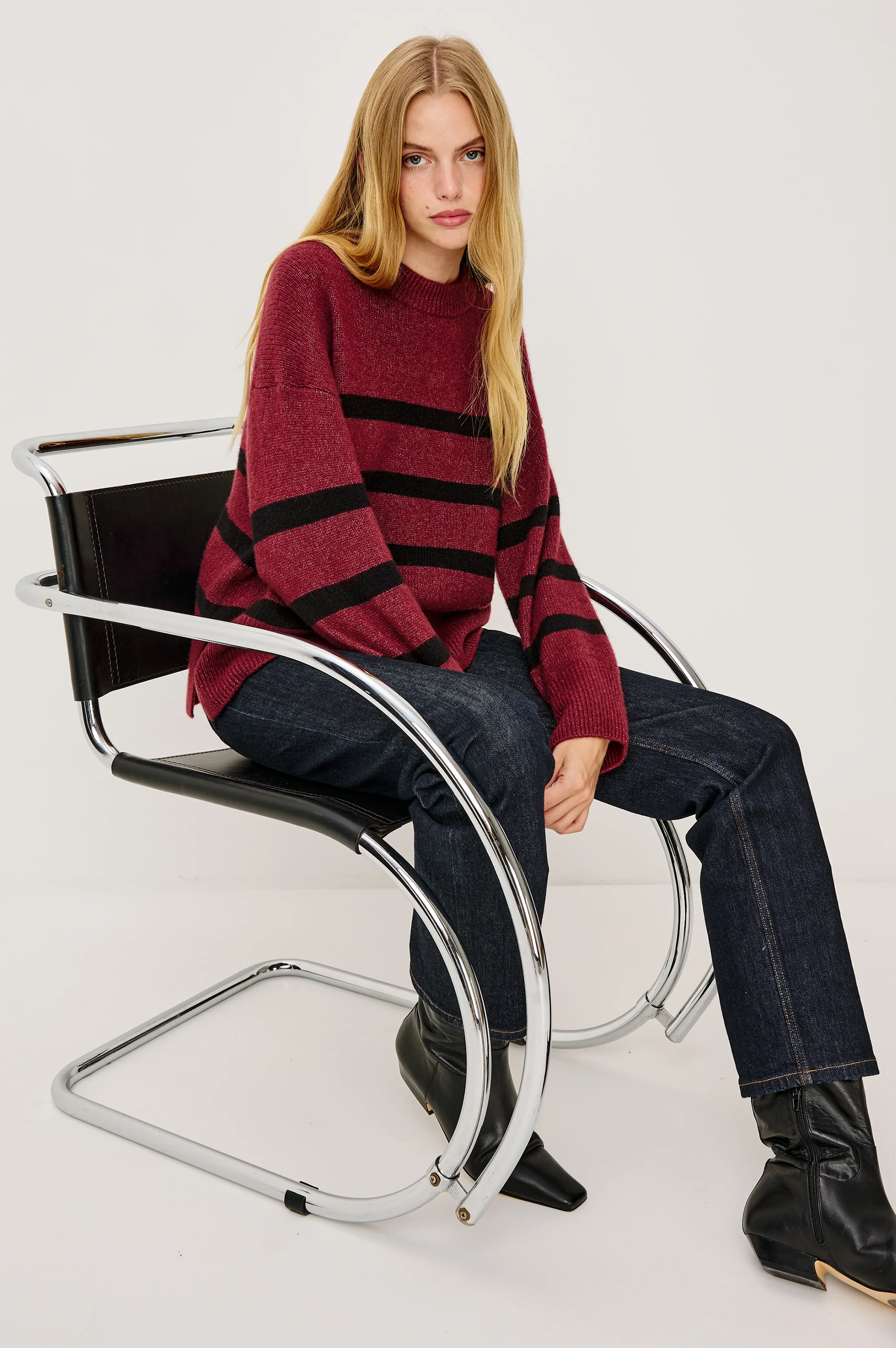 MIRANDA SWEATER - GARNET BLACK STRIPE - Image 5