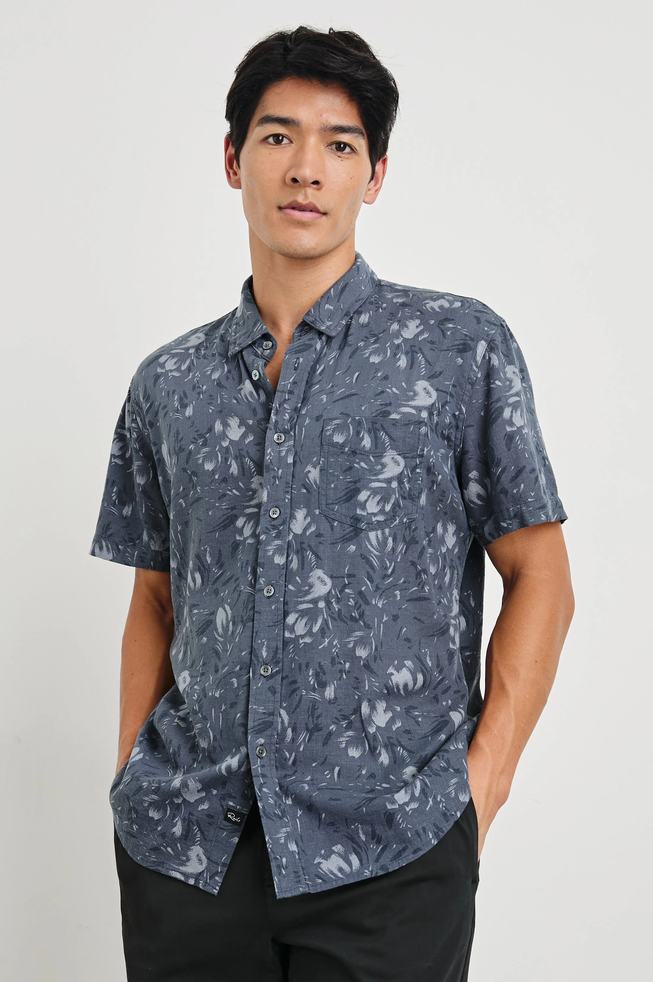 MONACO SHIRT - NAVY FLORAL BRUSH