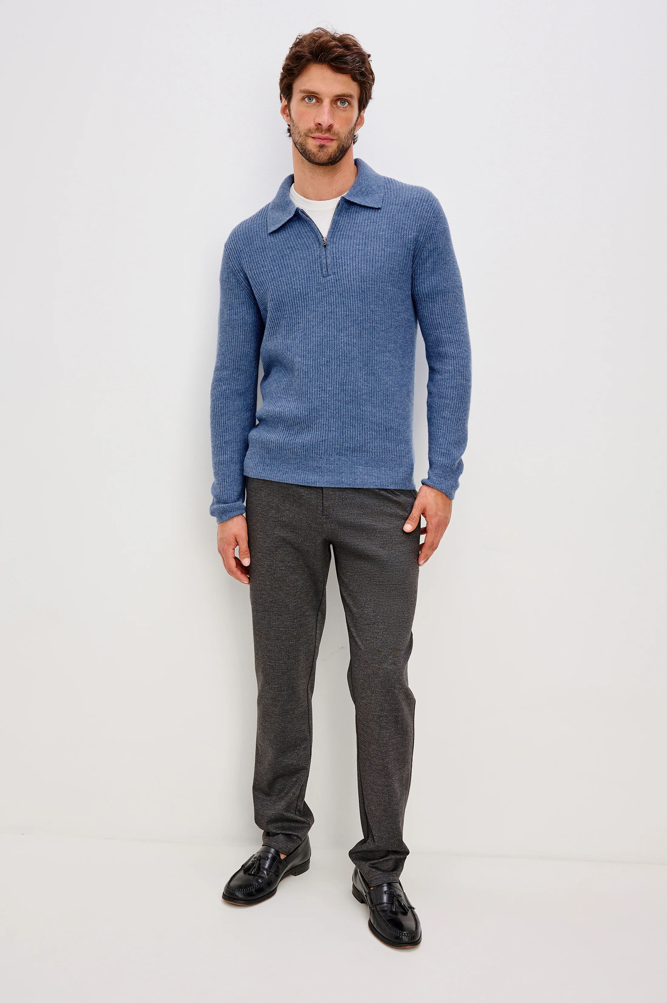 MONTY QUARTER ZIP - CERULEAN MELANGE - Image 3