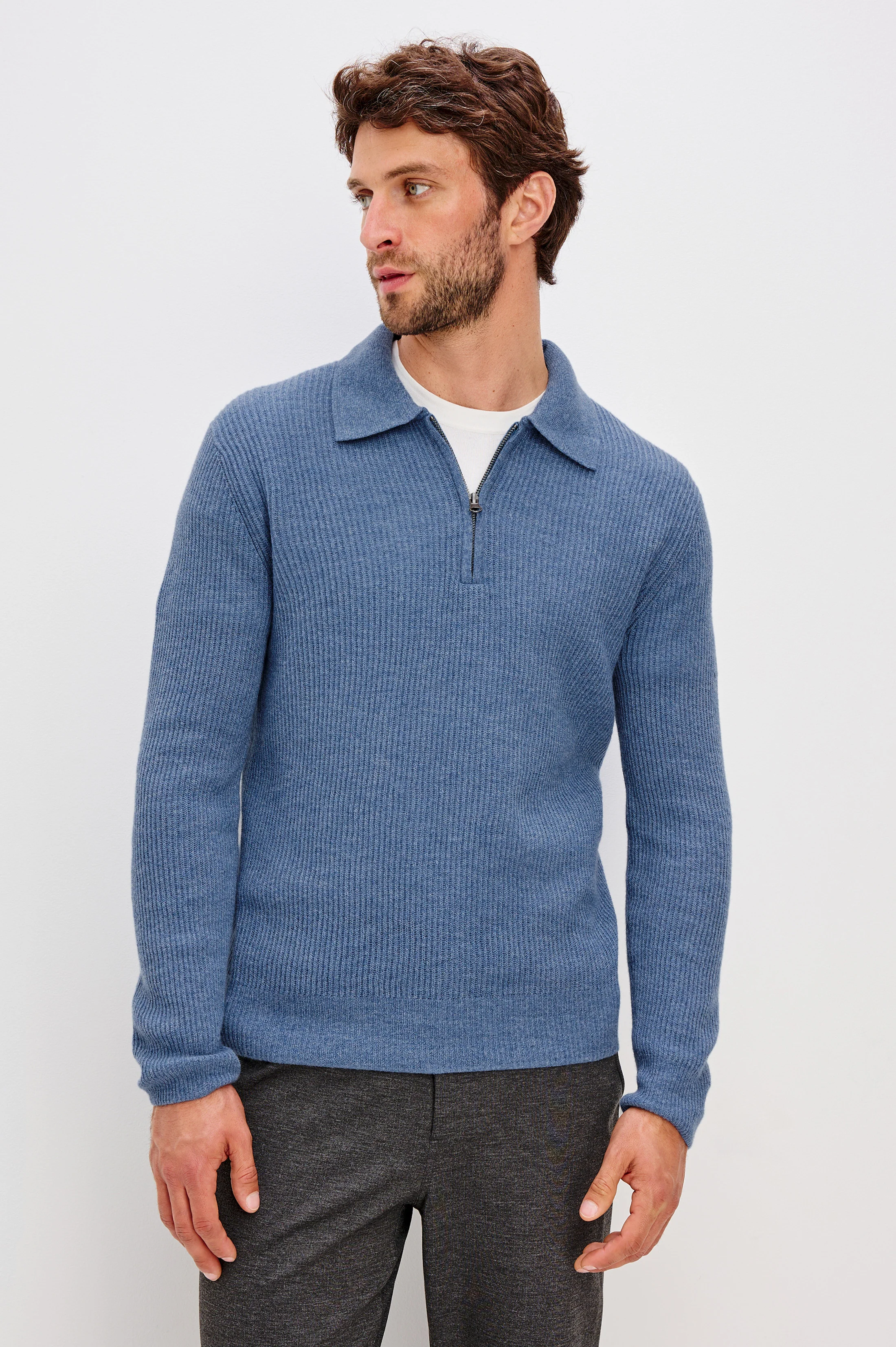 MONTY QUARTER ZIP - CERULEAN MELANGE - Image 4