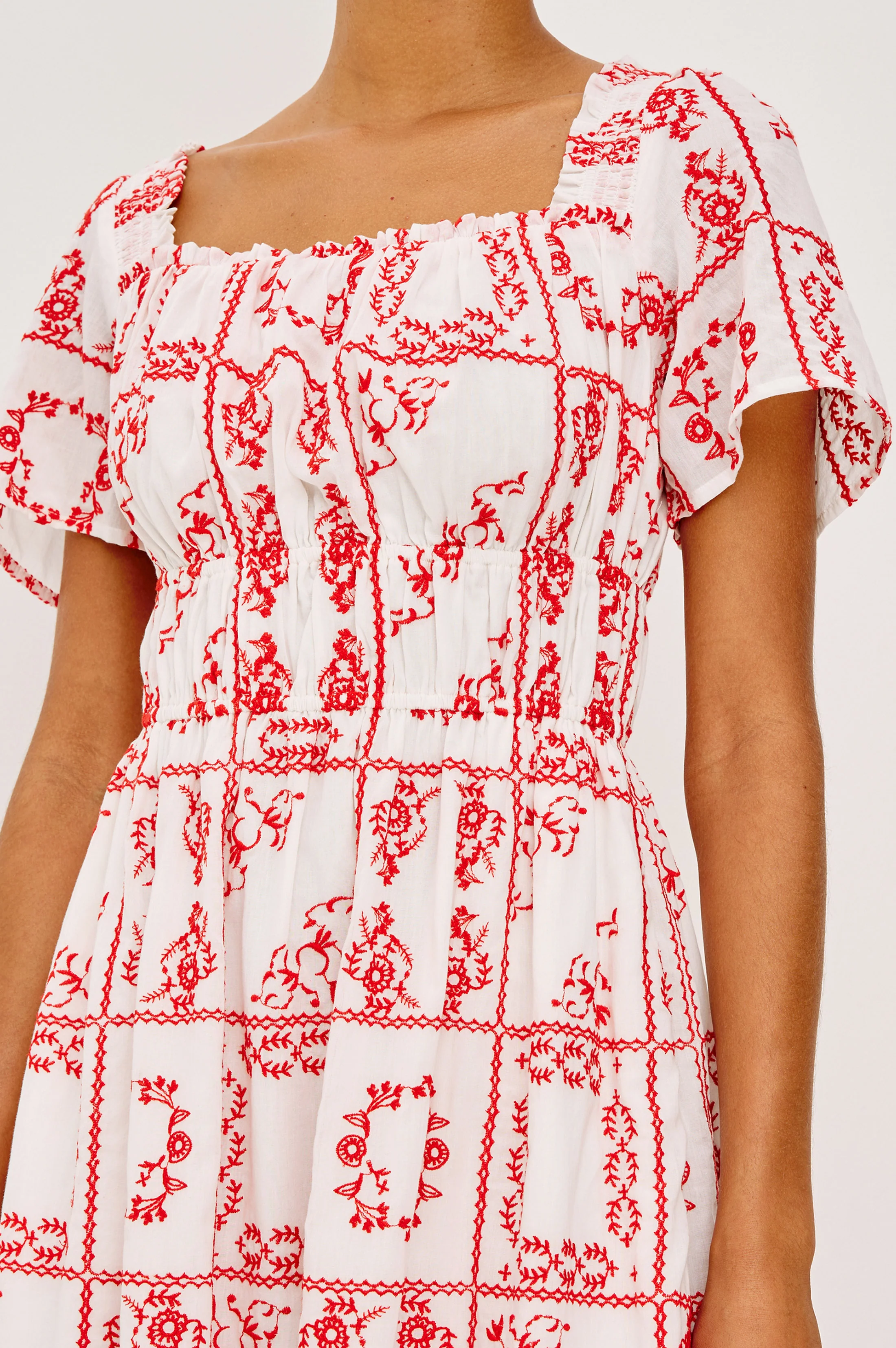 NANETTE DRESS - IVORY RED HANDKERCHIEF - Image 2