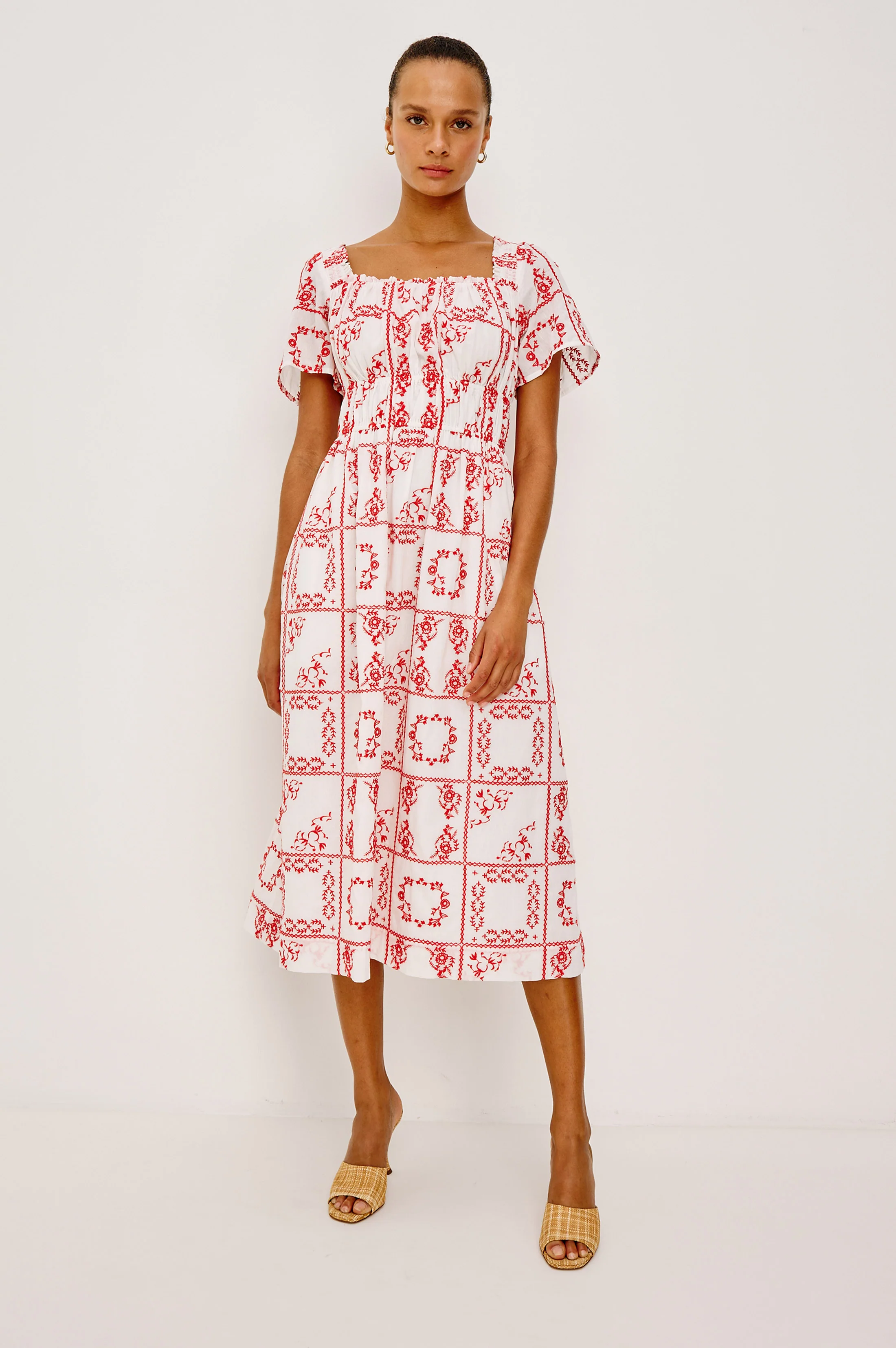 NANETTE DRESS - IVORY RED HANDKERCHIEF - Image 3