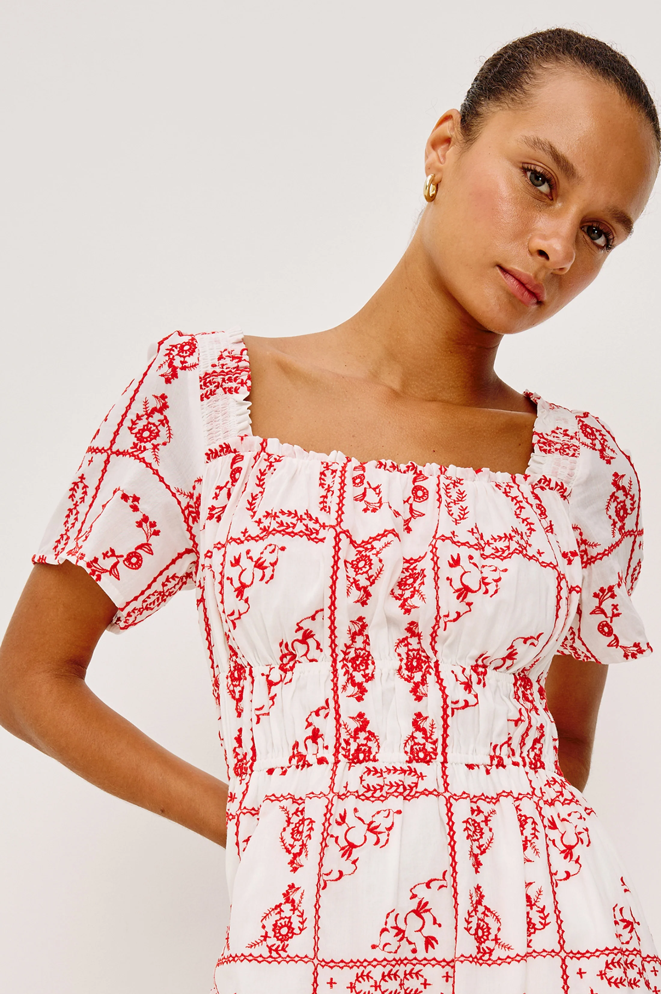 NANETTE DRESS - IVORY RED HANDKERCHIEF - Image 4