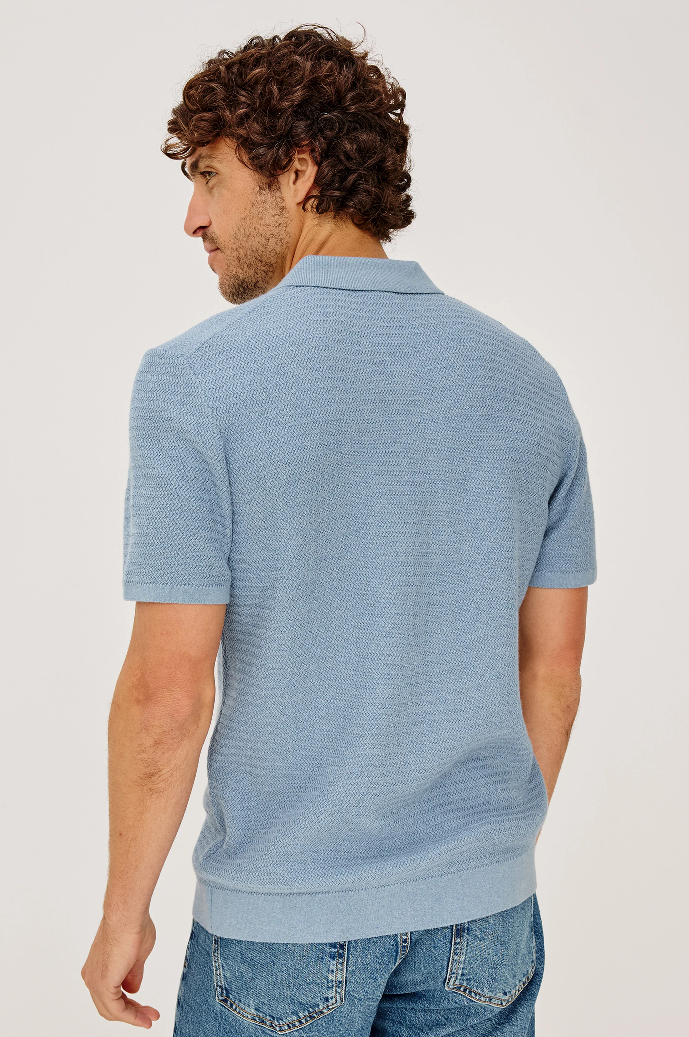 NATHAN POLO SHIRT - BLUE SKY HEATHER - Image 5