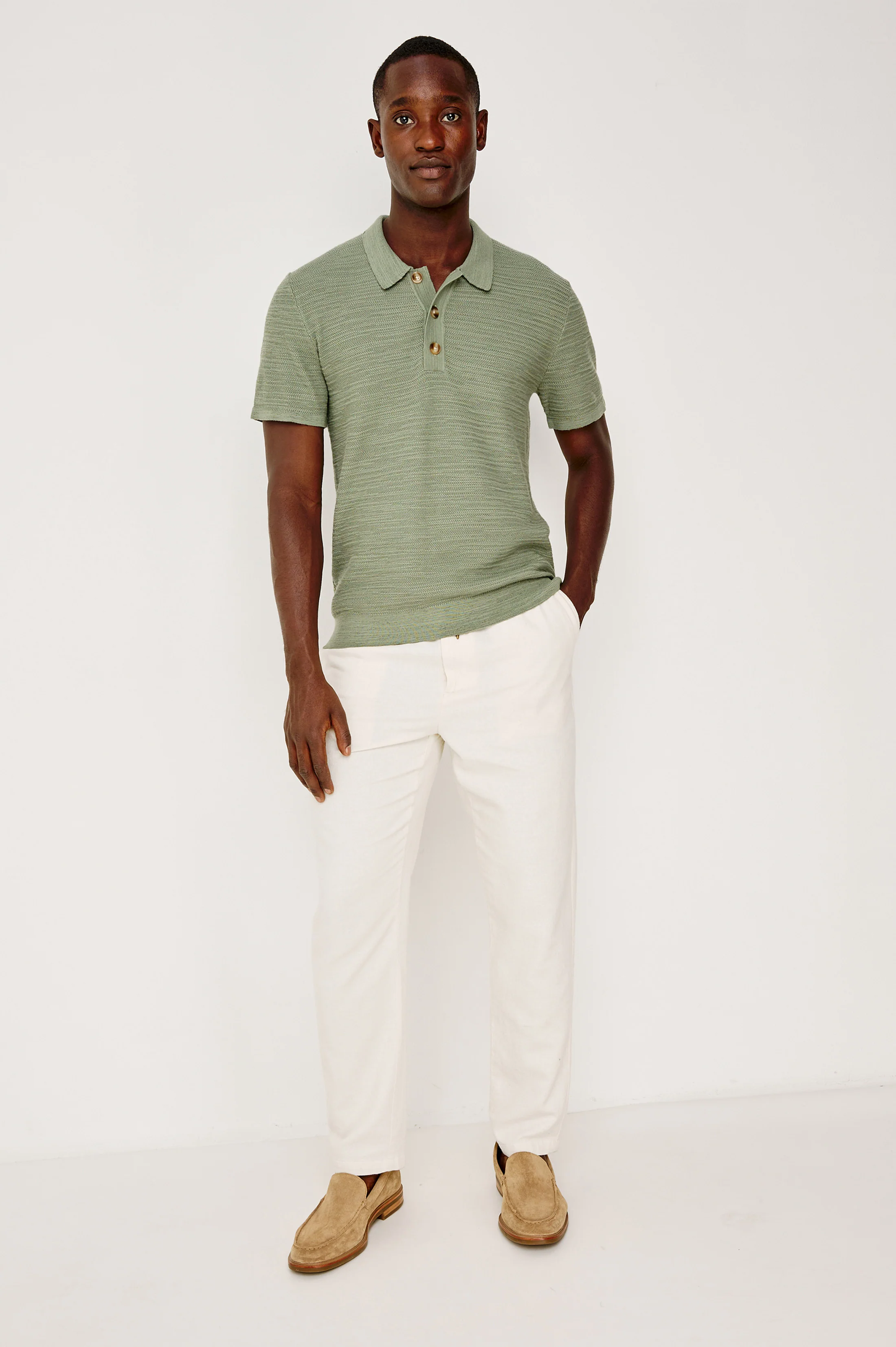 NATHAN POLO SHIRT - SILVER SAGE - Image 3