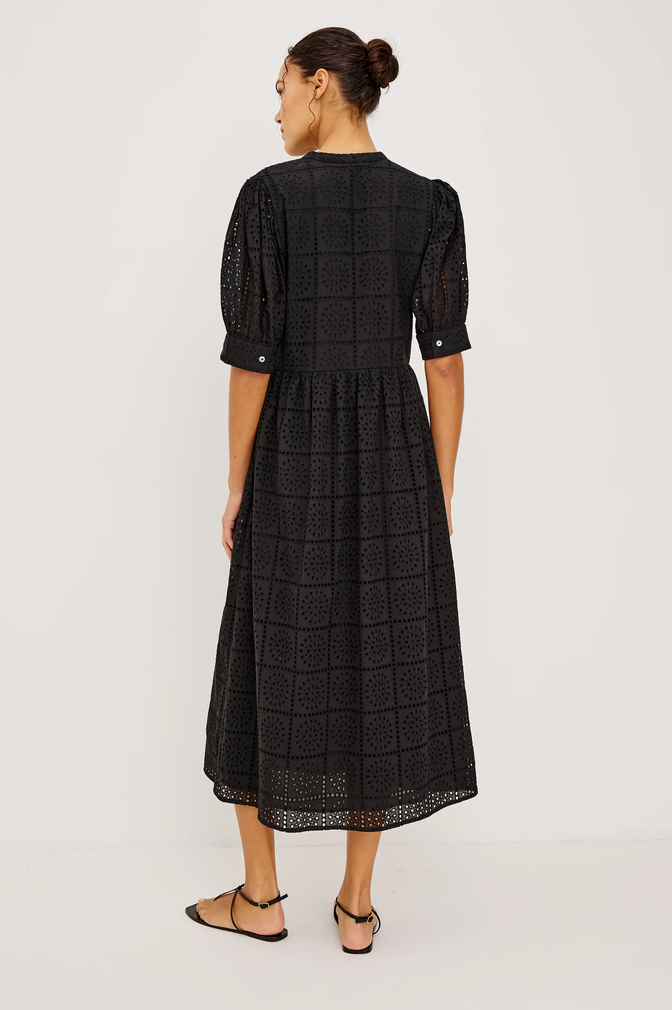 NELLA DRESS - BLACK GRID EMBROIDERY - Image 5