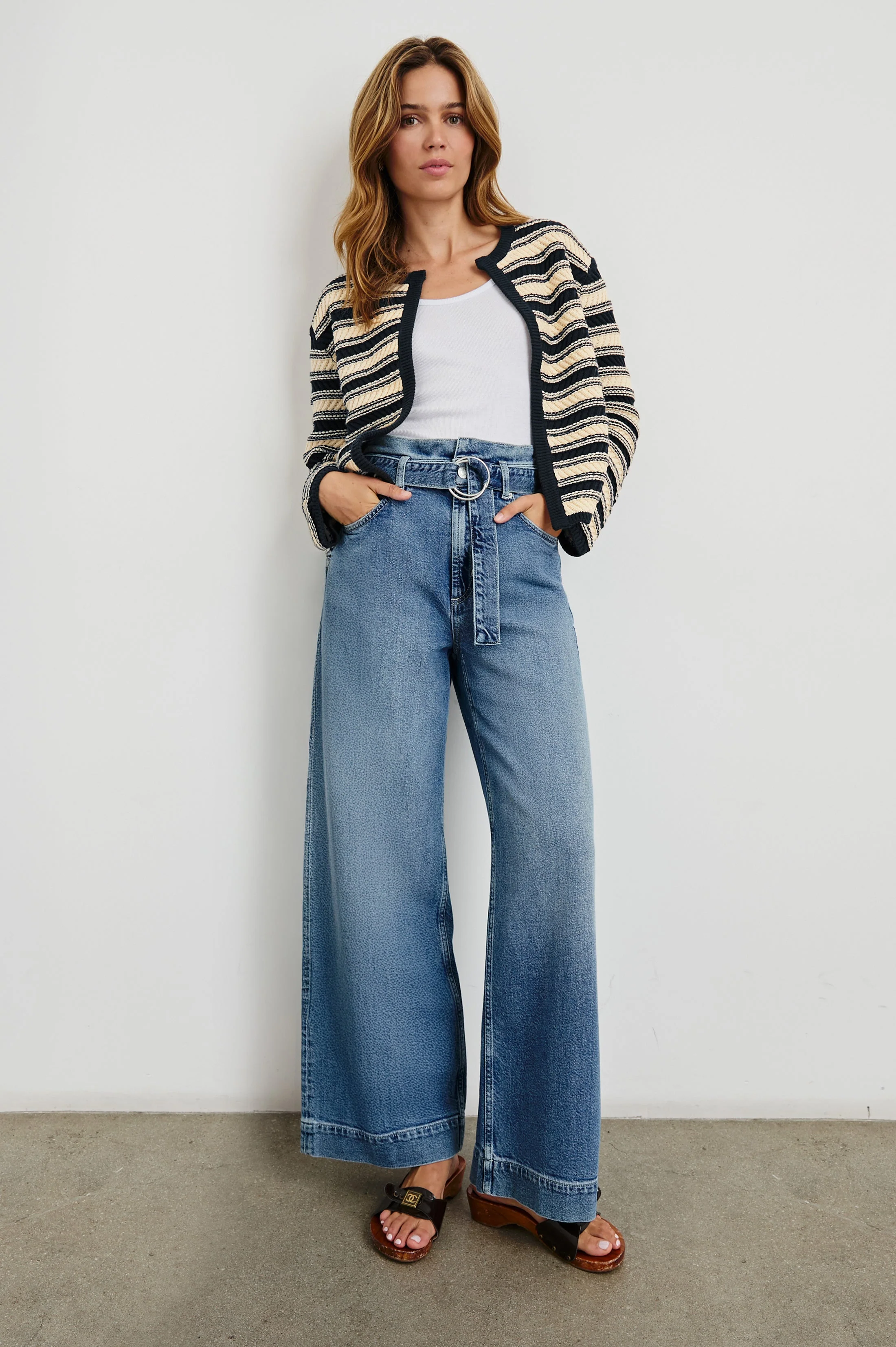 NELLY CARDIGAN - NAVY OAT STRIPE - Image 3