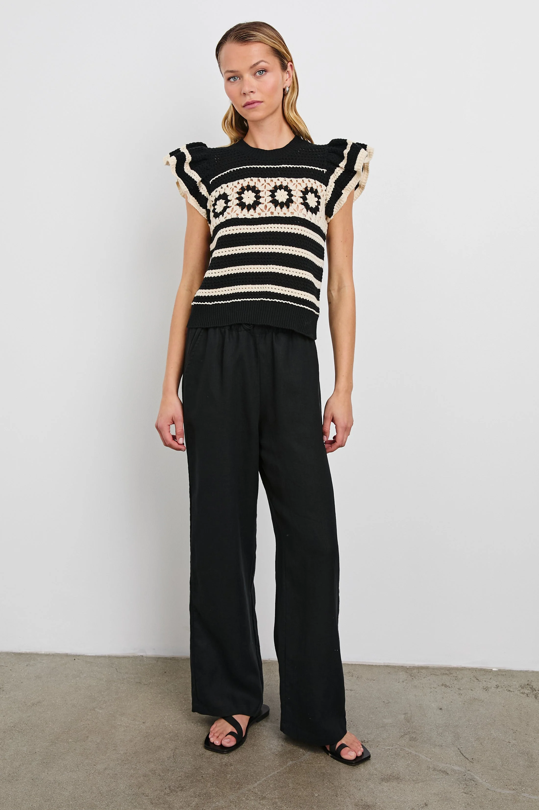 PENELOPE TOP - BLACK IVORY STRIPE - Image 3