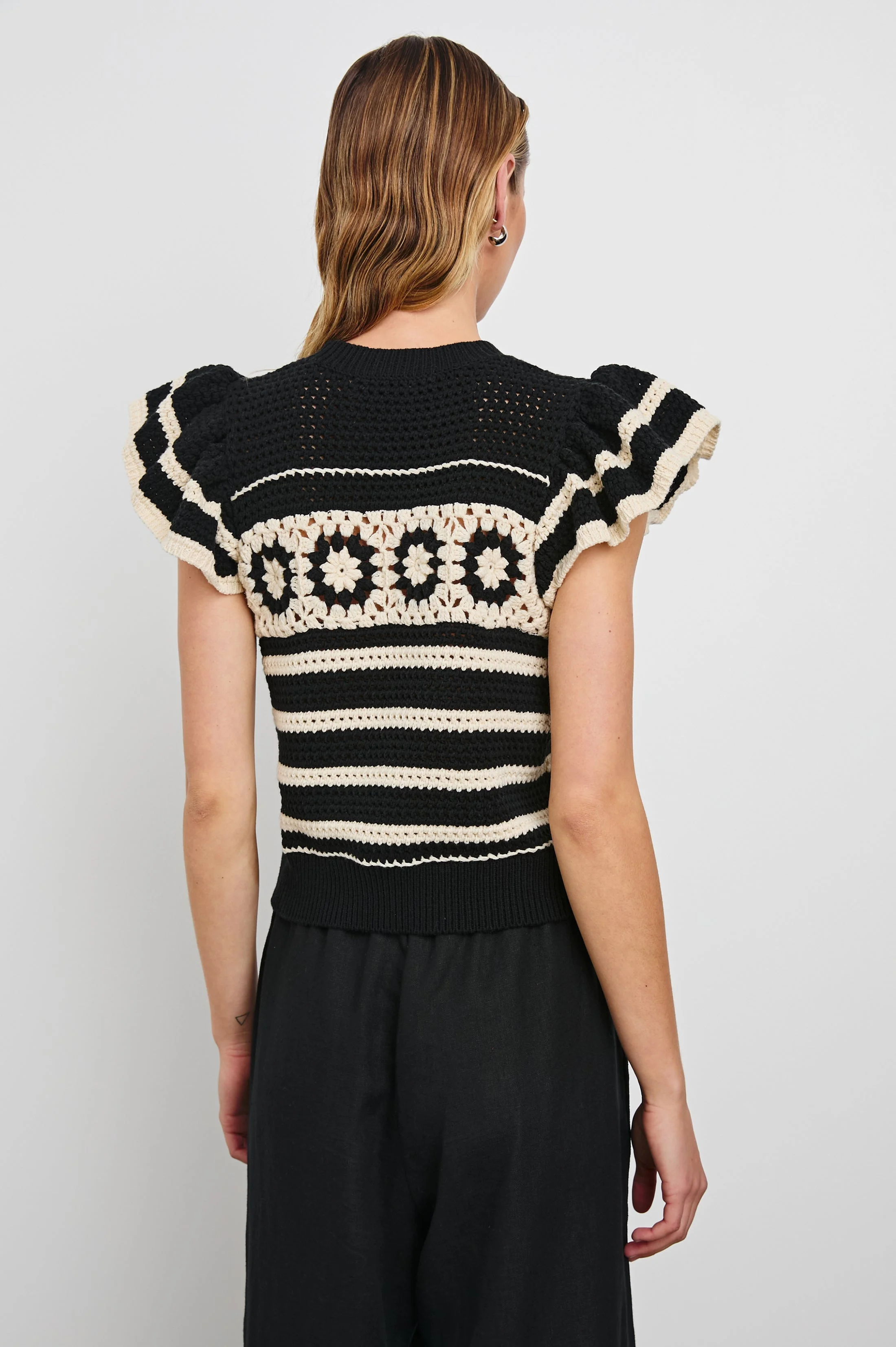 PENELOPE TOP - BLACK IVORY STRIPE - Image 5
