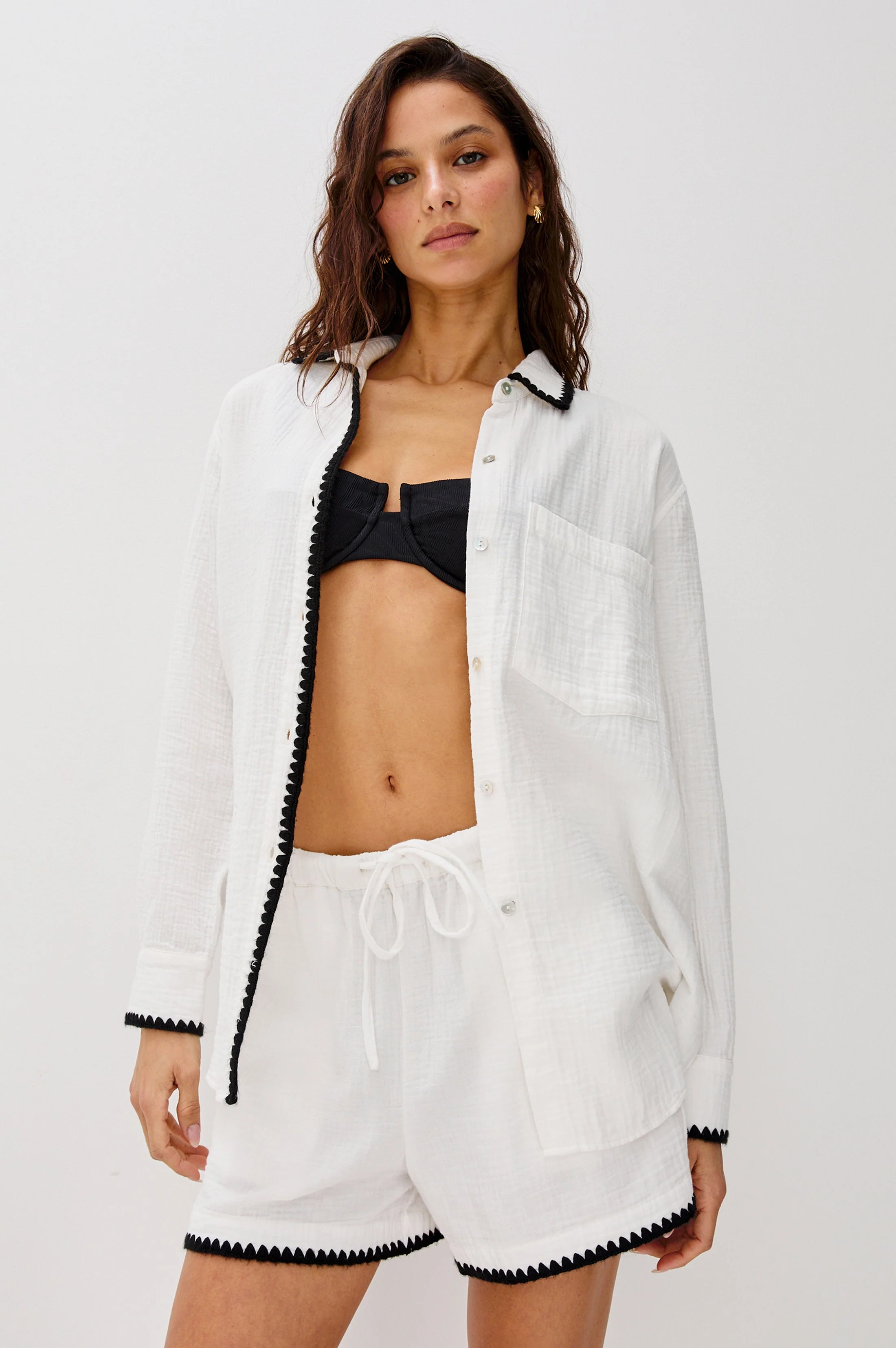 RAILS X LSPACE IDANIA SHIRT - BLACK BLANKET STITCH - Image 3