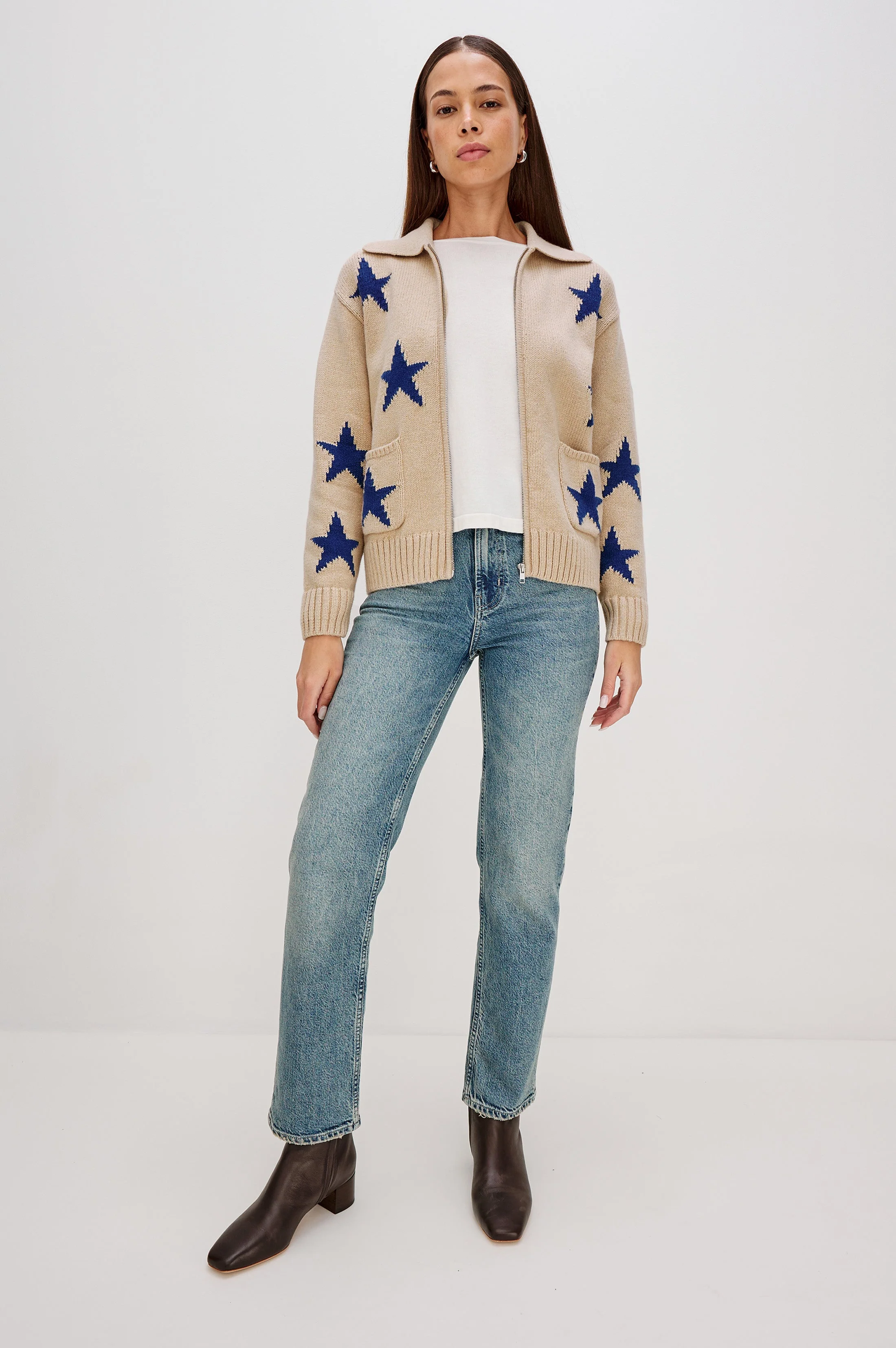 RHEA SWEATER - CAMEL COBALT STARS - Image 3
