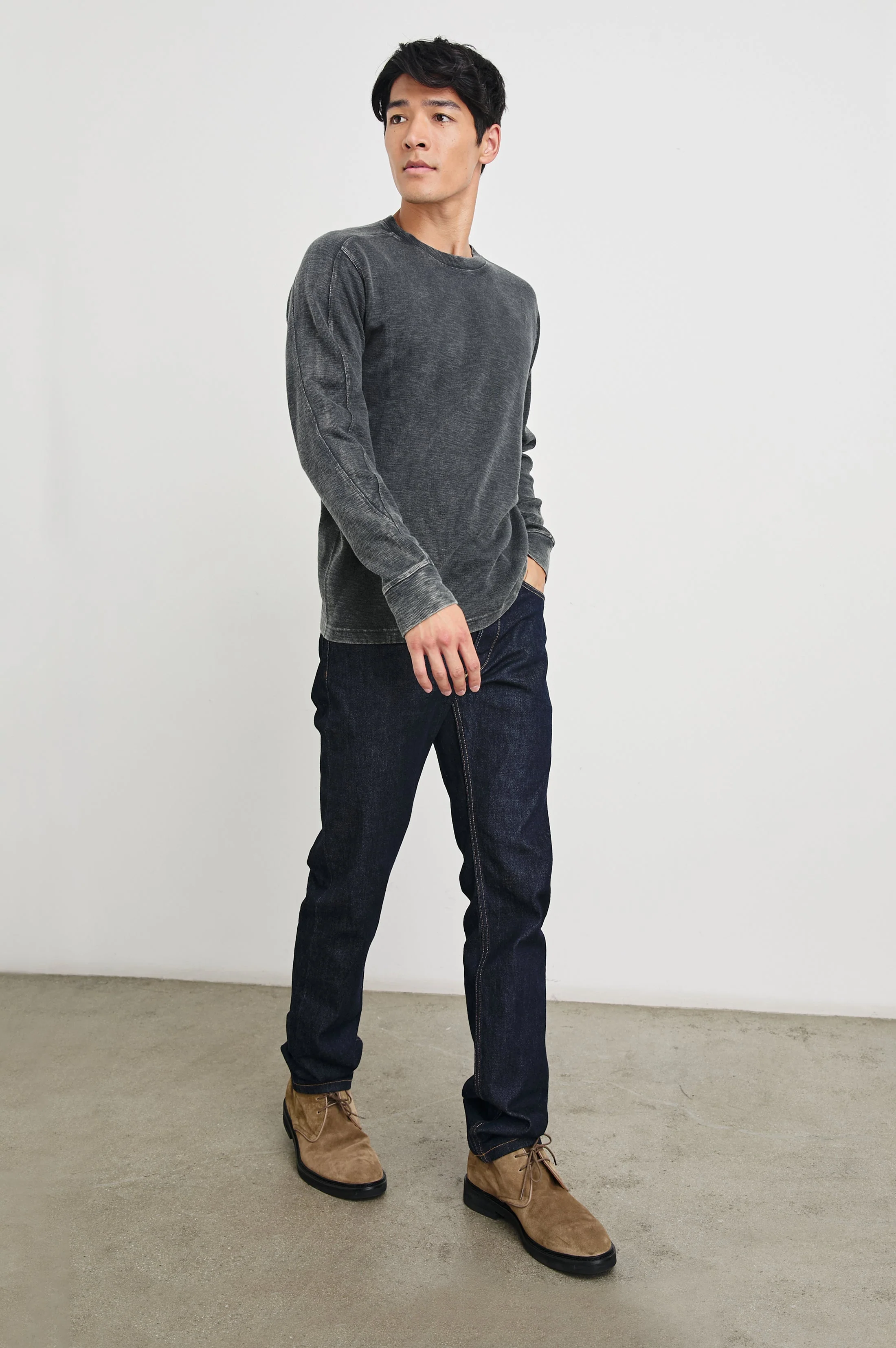 RHEESE LONG SLEEVE TEE - WASHED BLACK - Image 2
