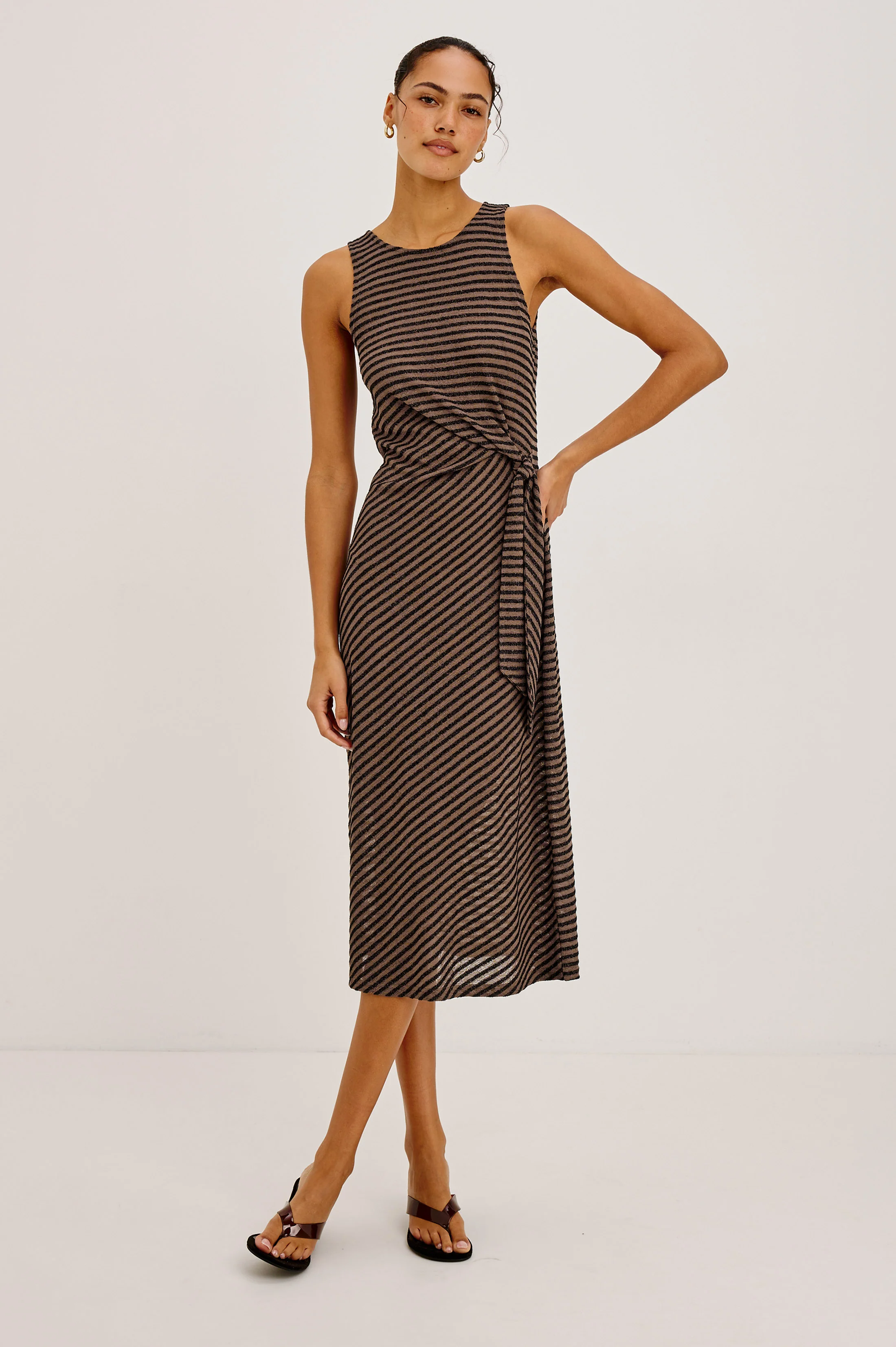 RICKY DRESS - ONYX COCOA STRIPE