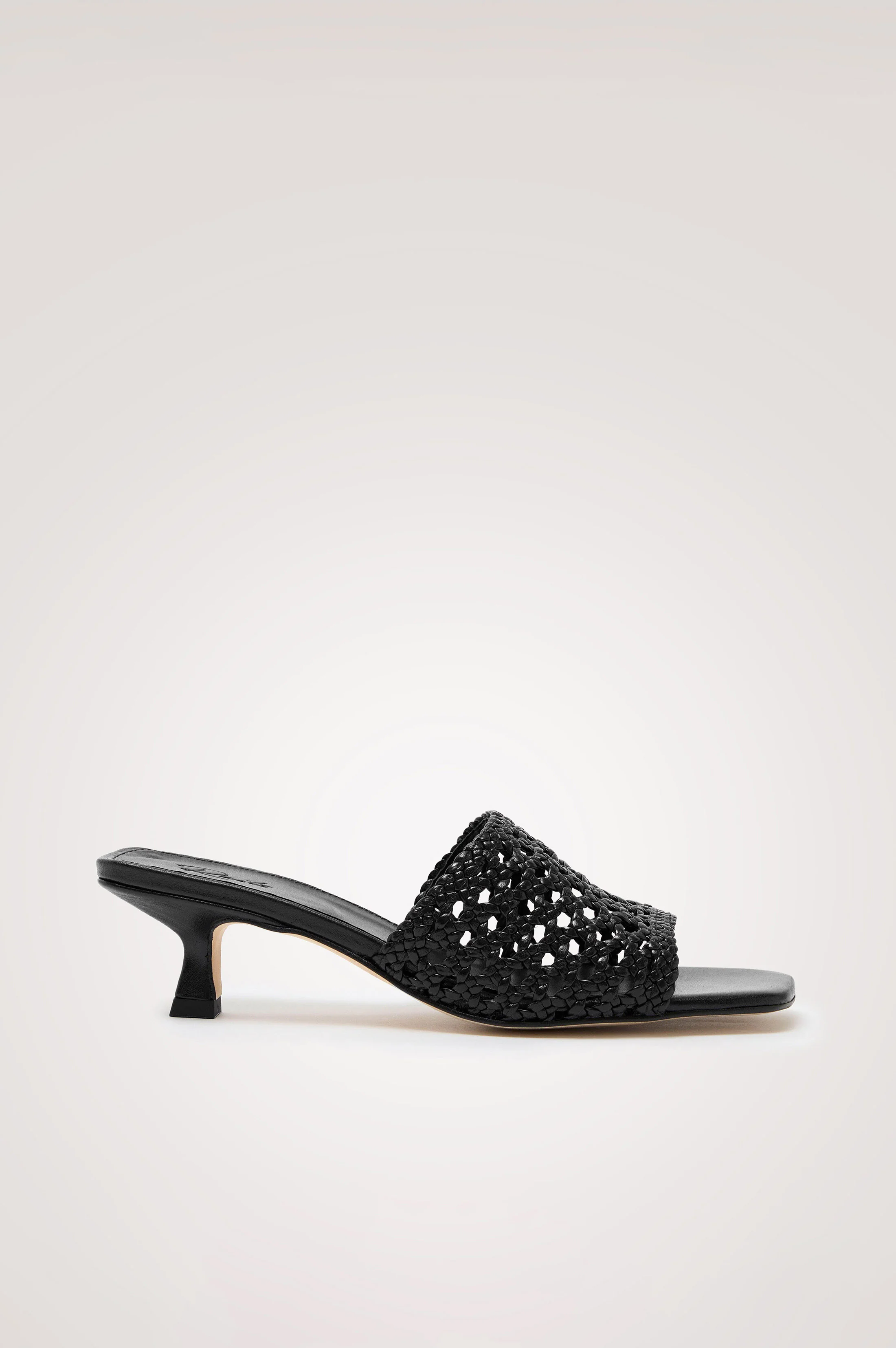 RIMINI WOVEN HEEL - BLACK LEATHER