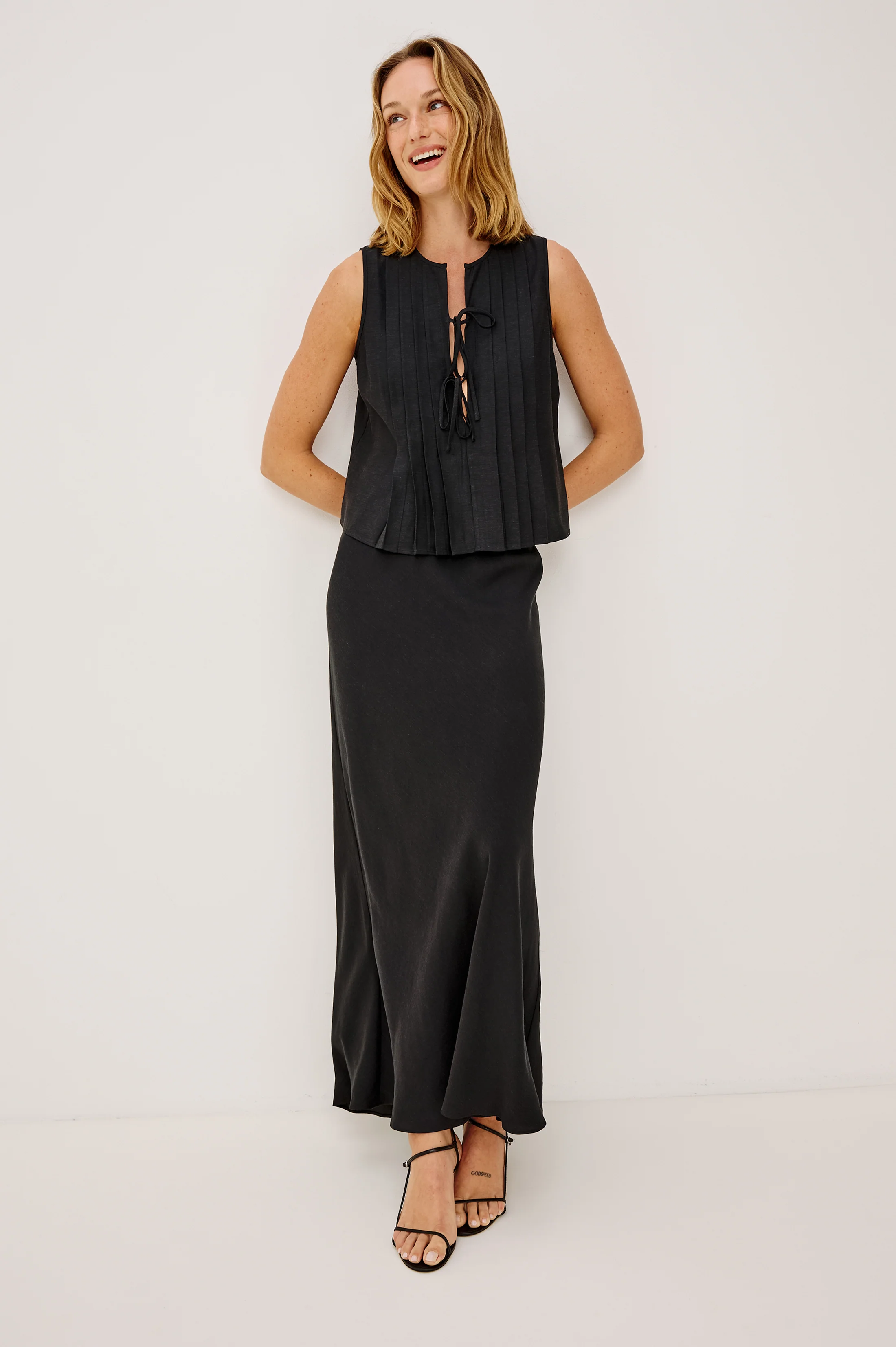 ROMINA SKIRT - BLACK LINEN - Image 3