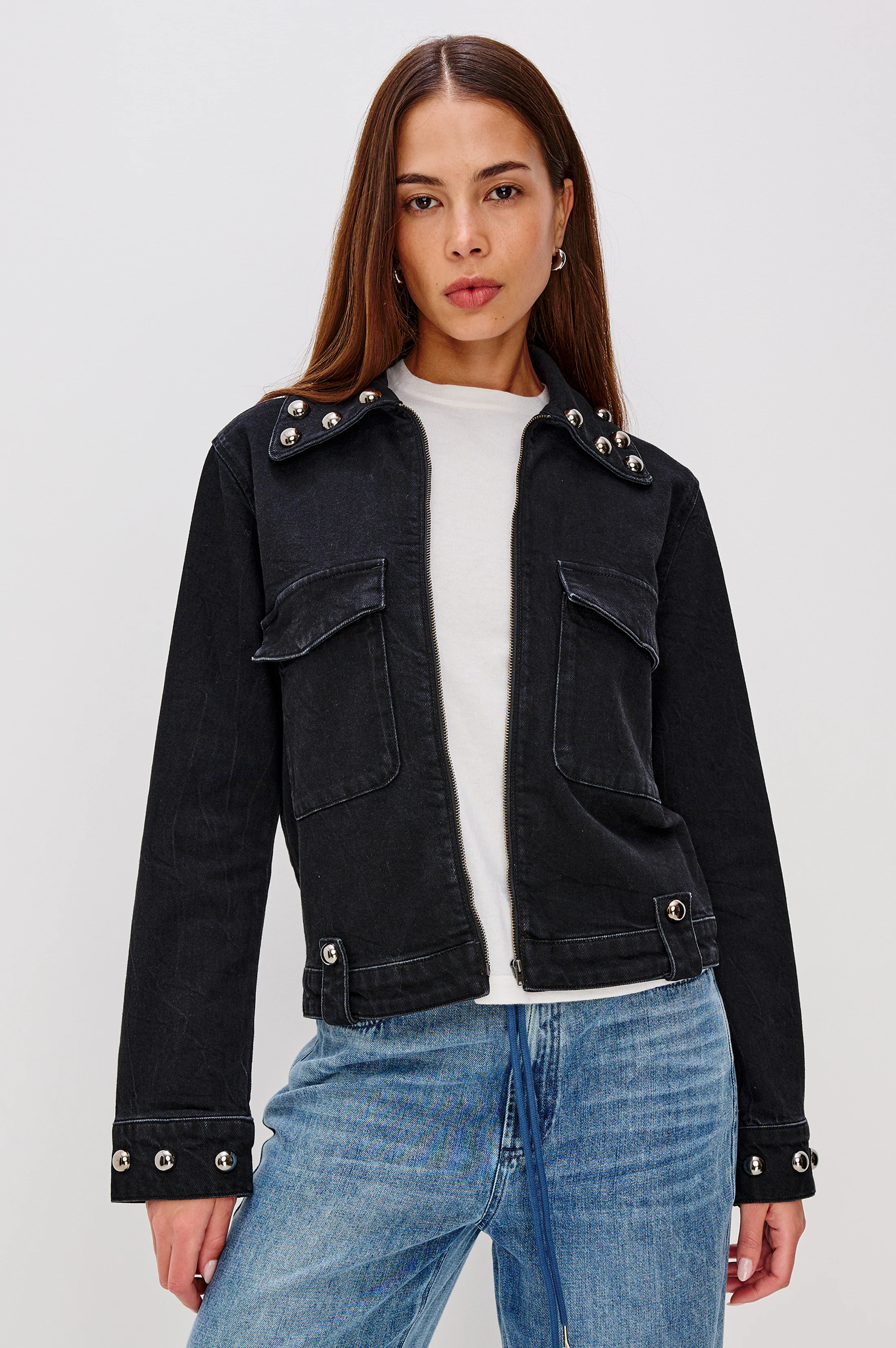 ROXBURY JACKET - BLACK STONE STUDDED