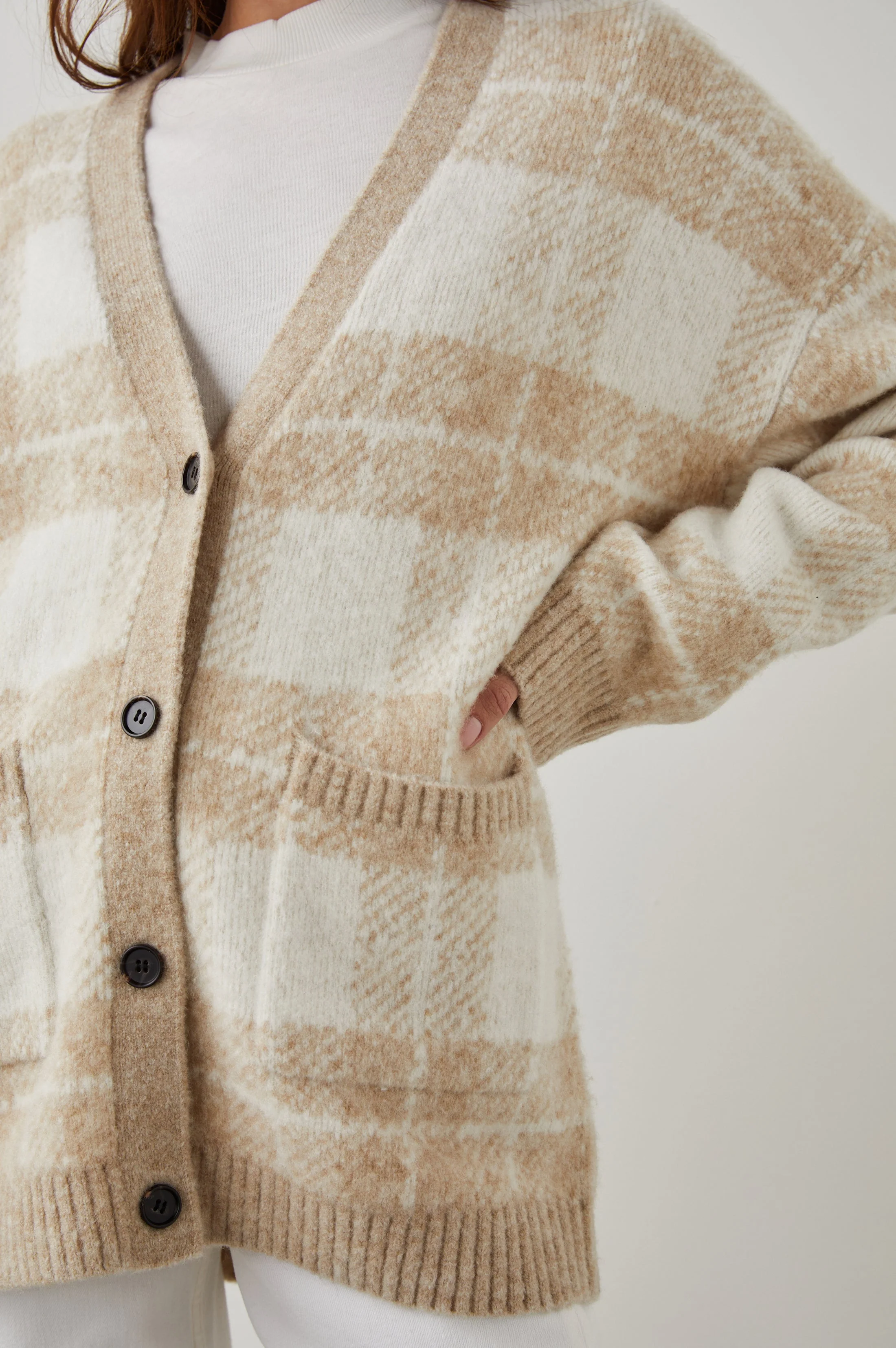RUNI CARDIGAN - IVORY SAND PLAID - Image 2