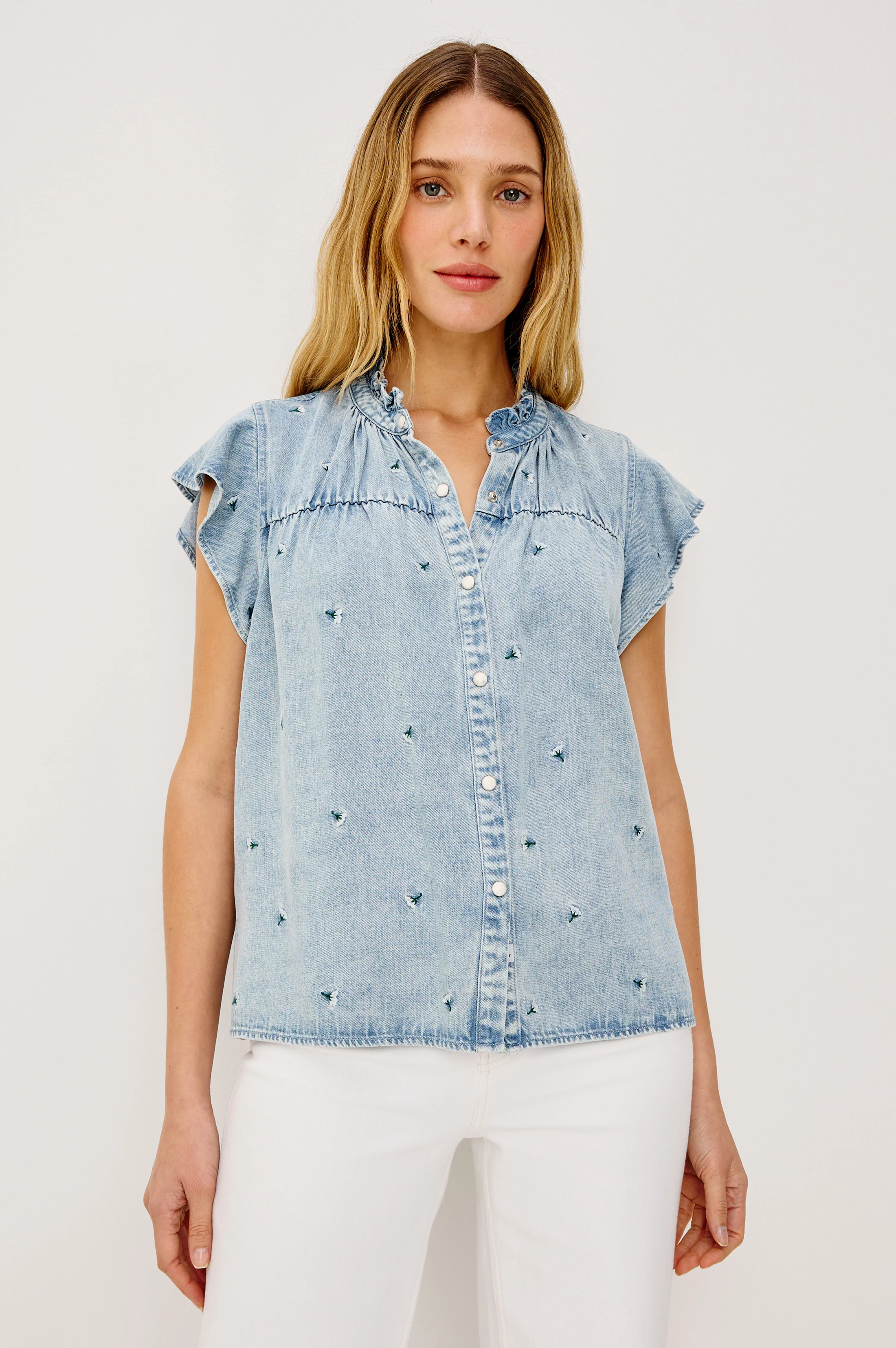 RUTHIE SHIRT - IVORY CARNATIONS