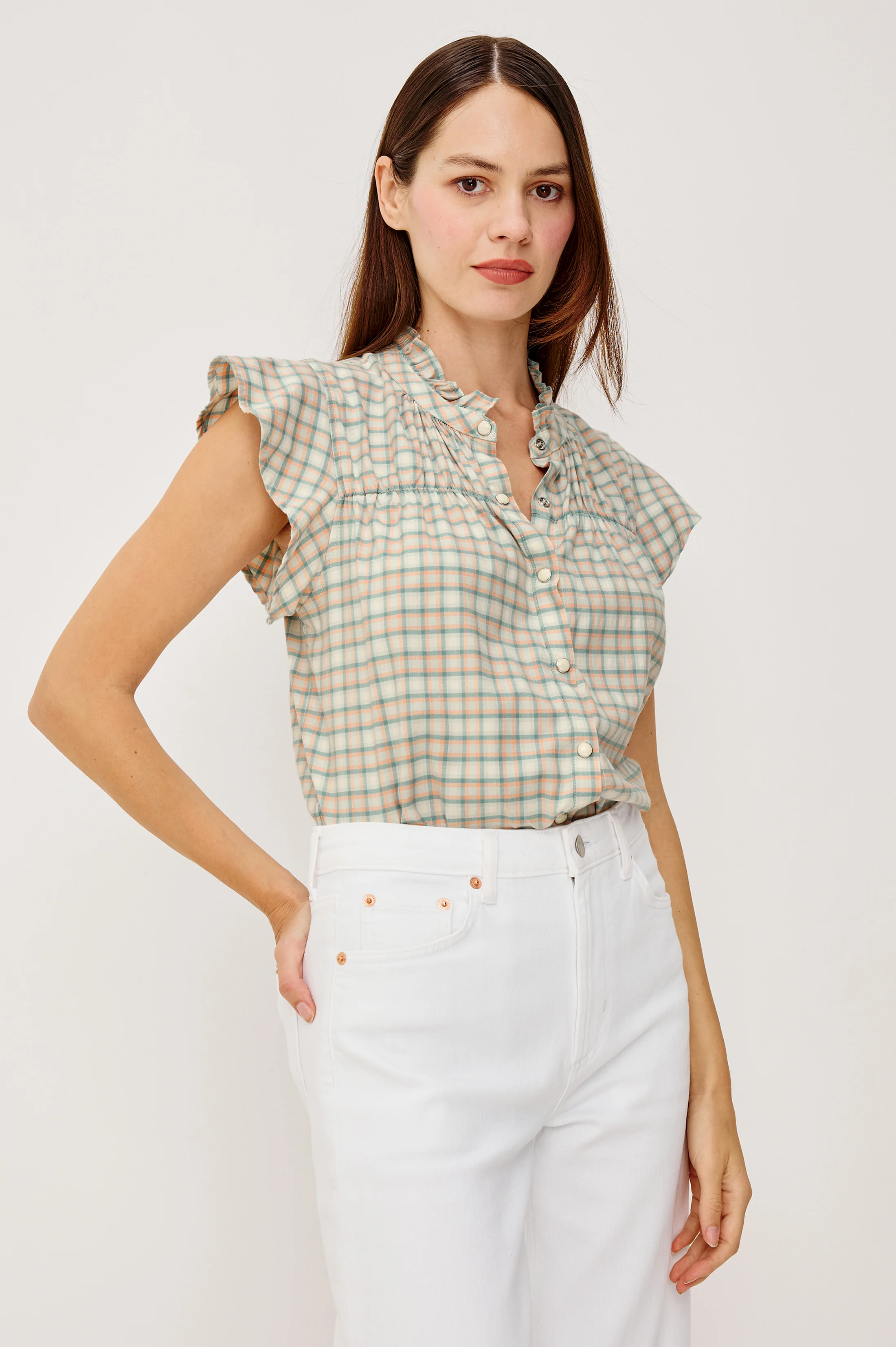 RUTHIE TOP - JULEP MINT CHECK