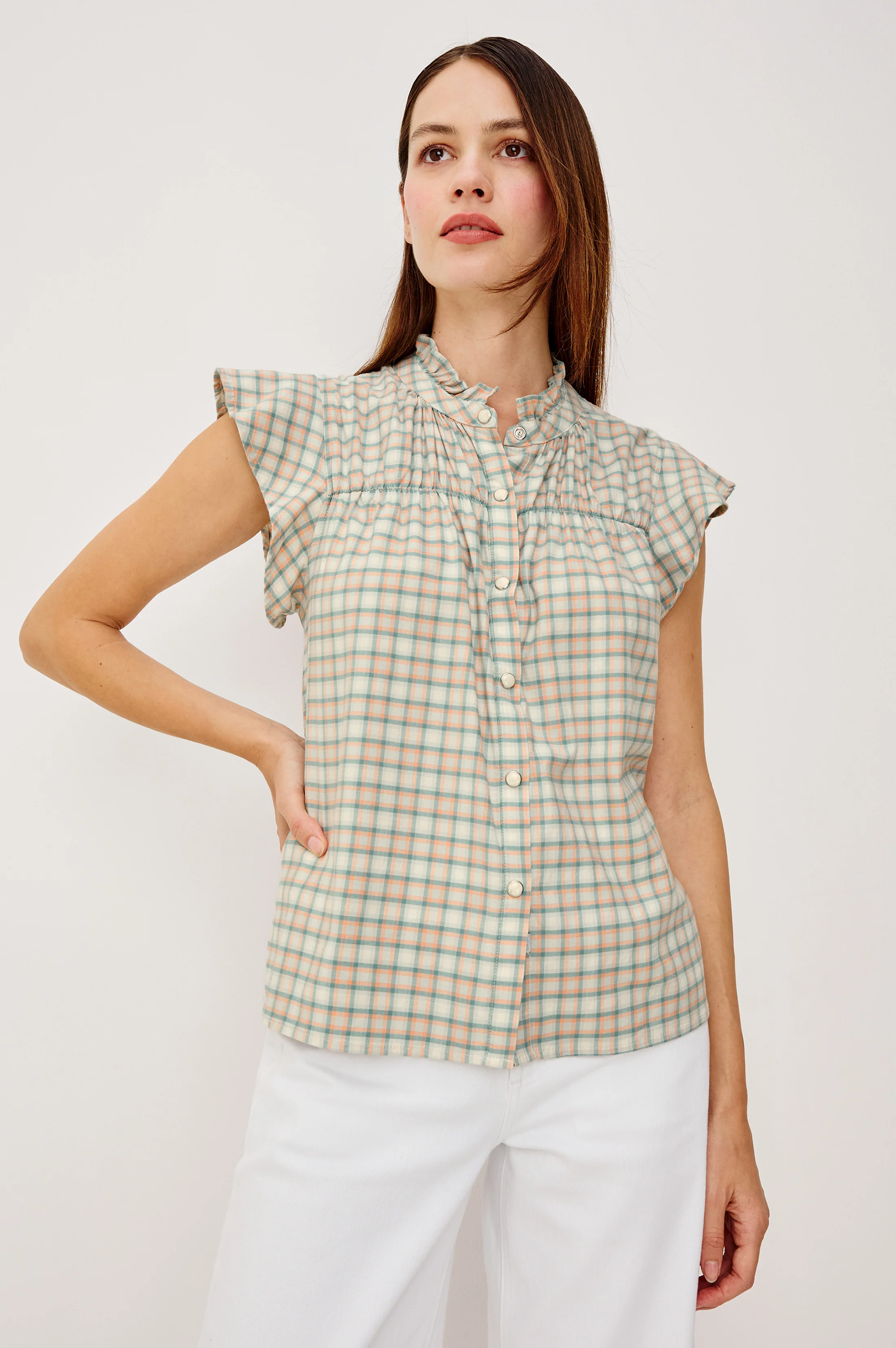 RUTHIE TOP - JULEP MINT CHECK - Image 4