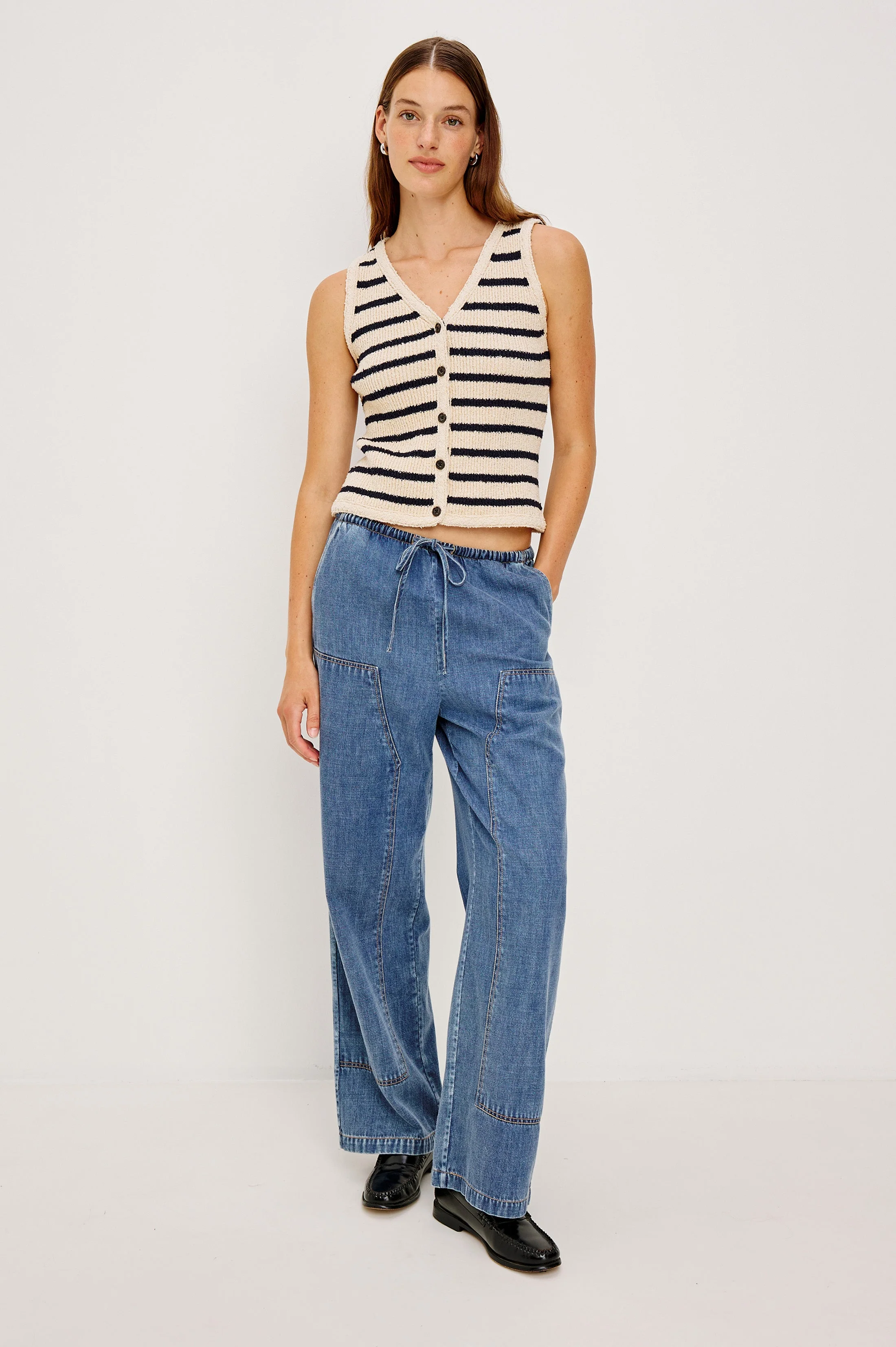 SADE VEST - IVORY NAVY STRIPE - Image 3