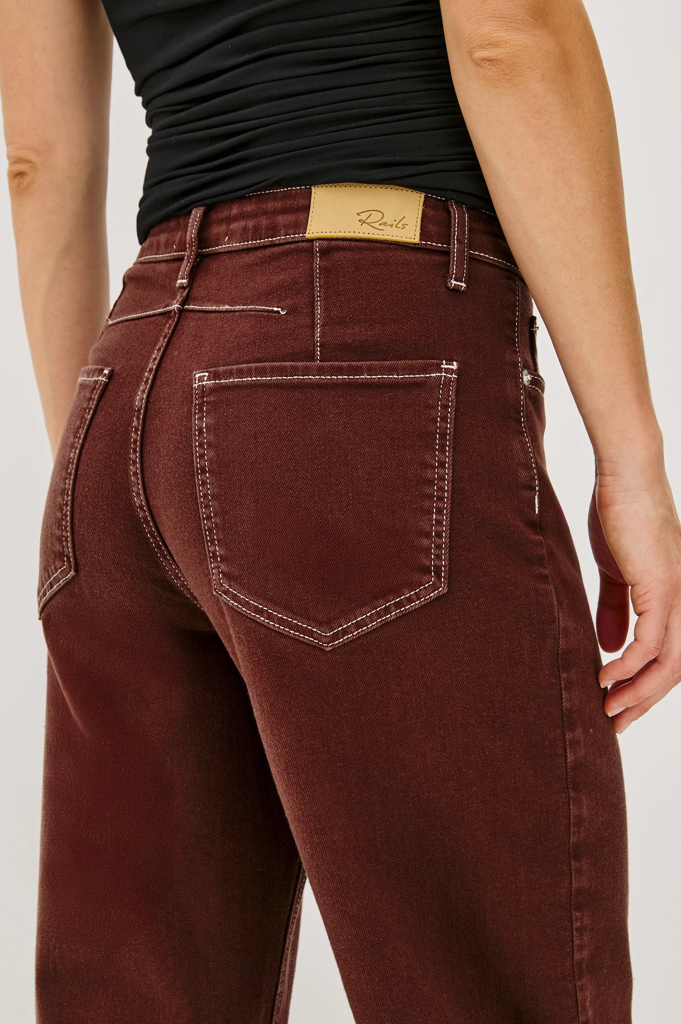 SAMO BARREL LEG - CHOCOLATE CONTRAST STITCH - Image 4