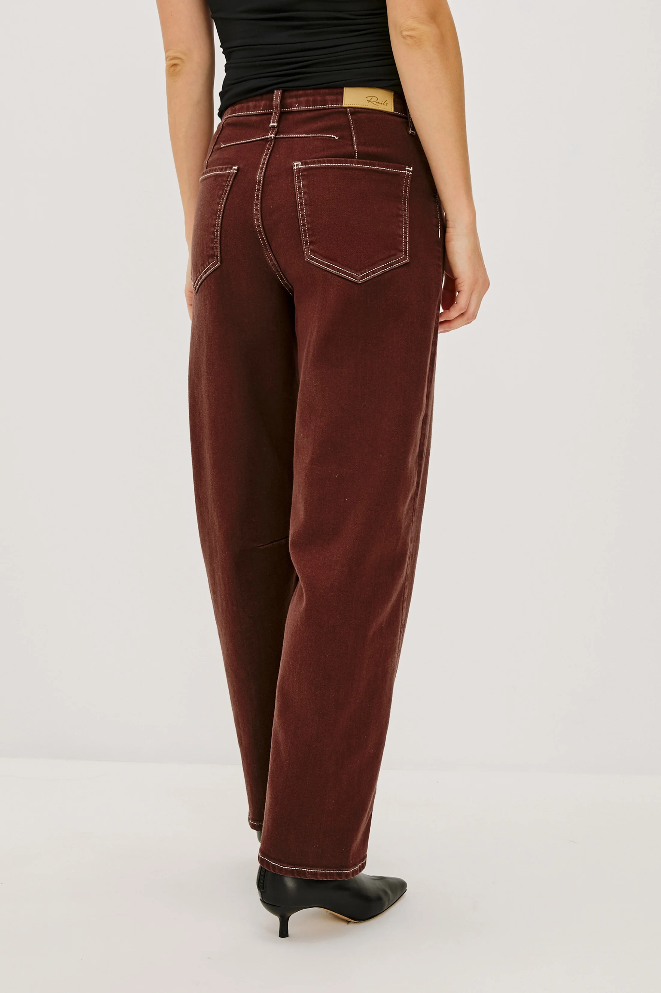 SAMO BARREL LEG - CHOCOLATE CONTRAST STITCH - Image 5
