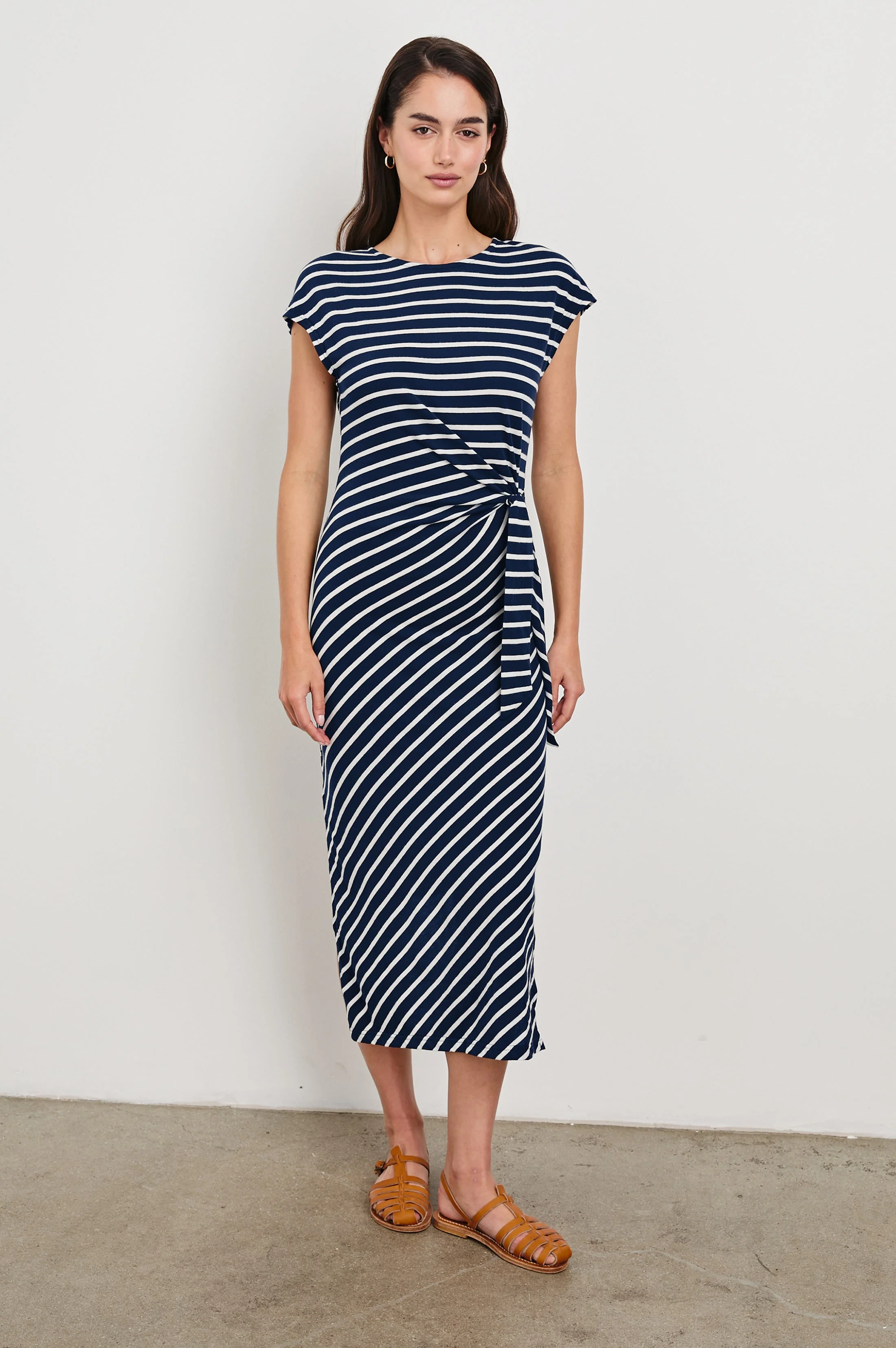 SELAH DRESS - NAVY IVORY STRIPE