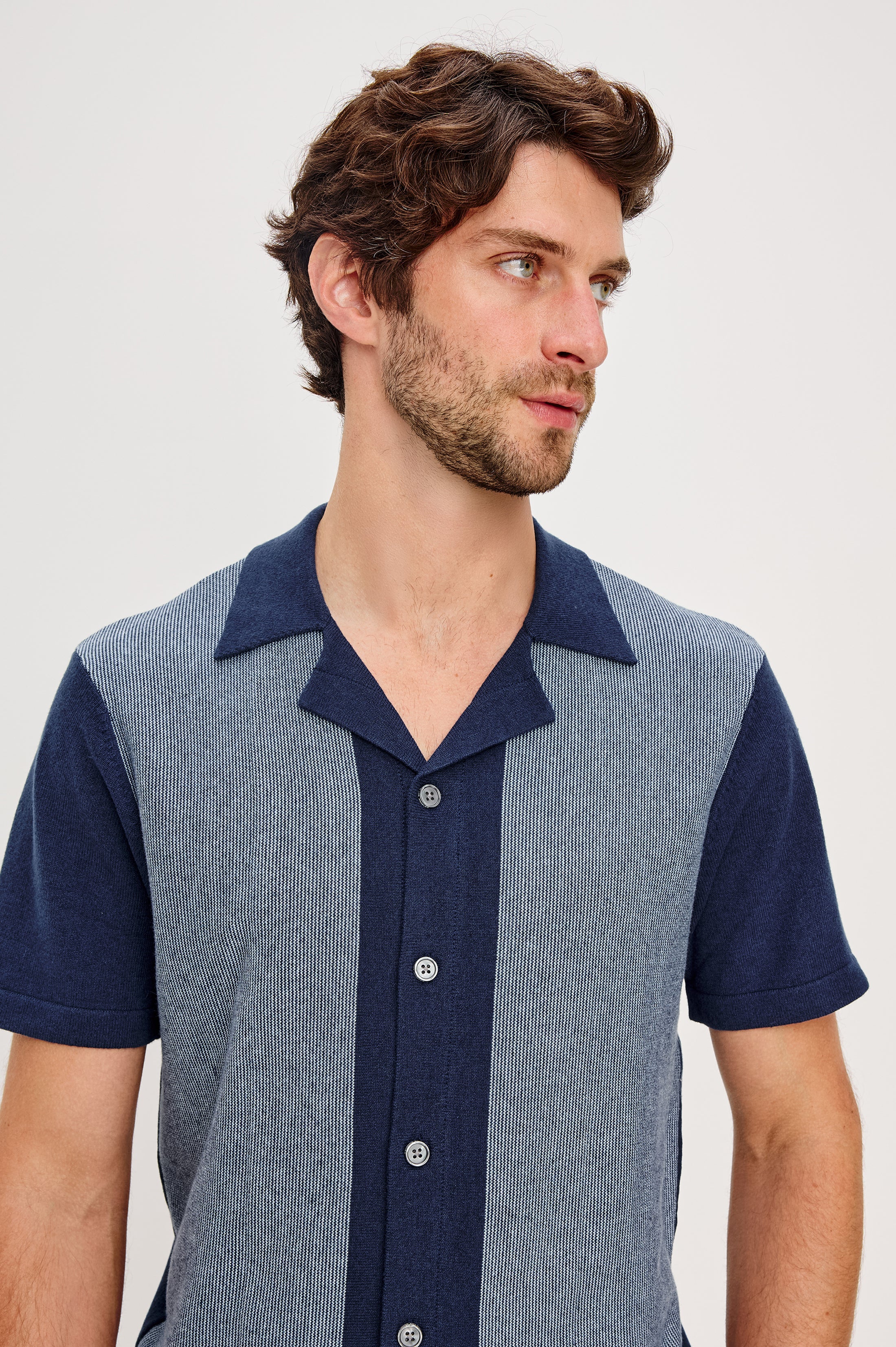 SILAS SHIRT - NAVY LAGOON STRIPE - Image 2