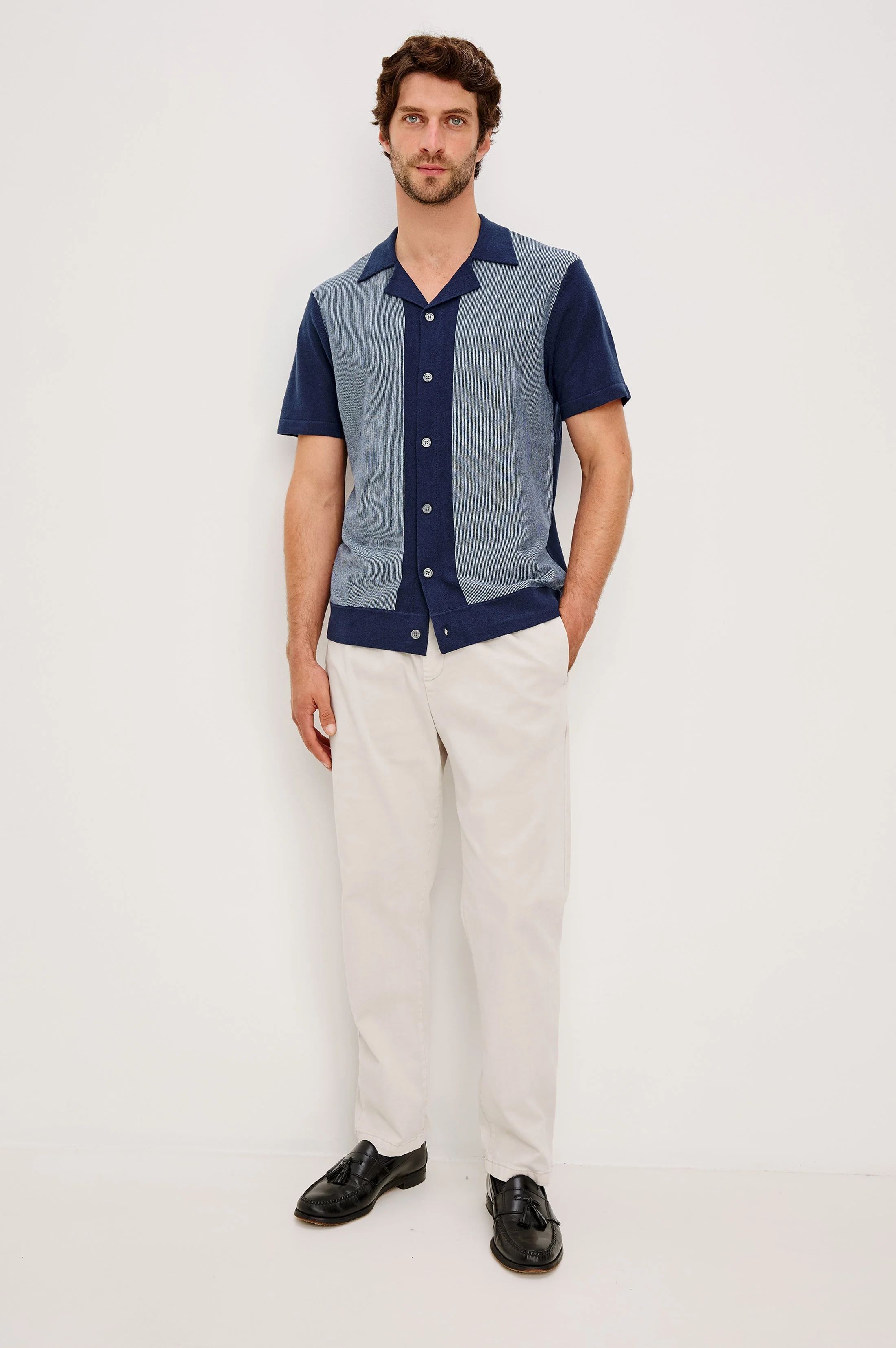 SILAS SHIRT - NAVY LAGOON STRIPE - Image 3