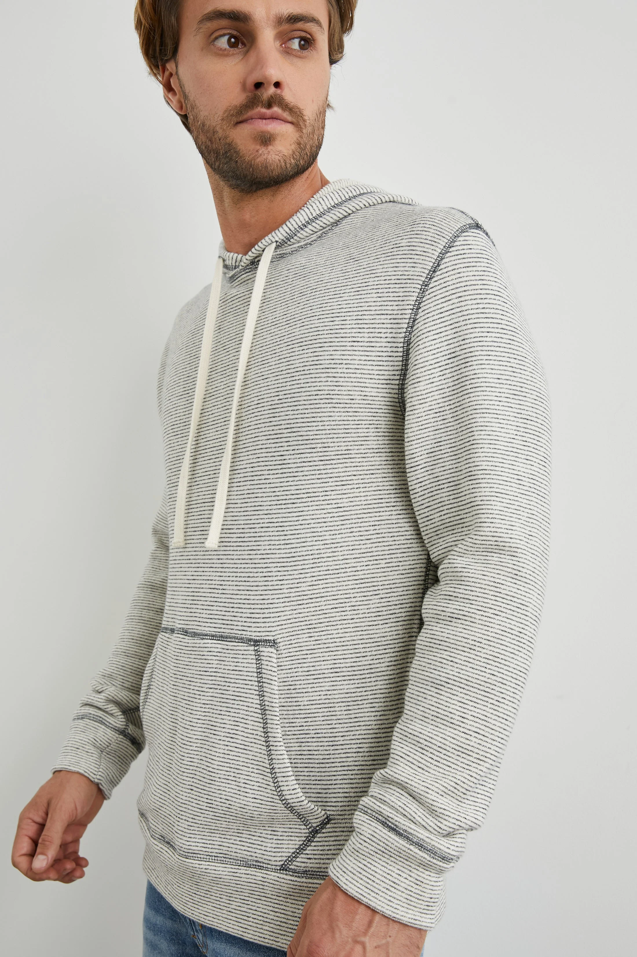 SMITH HOODIE - CREAM NAVY STRIPE - Image 4
