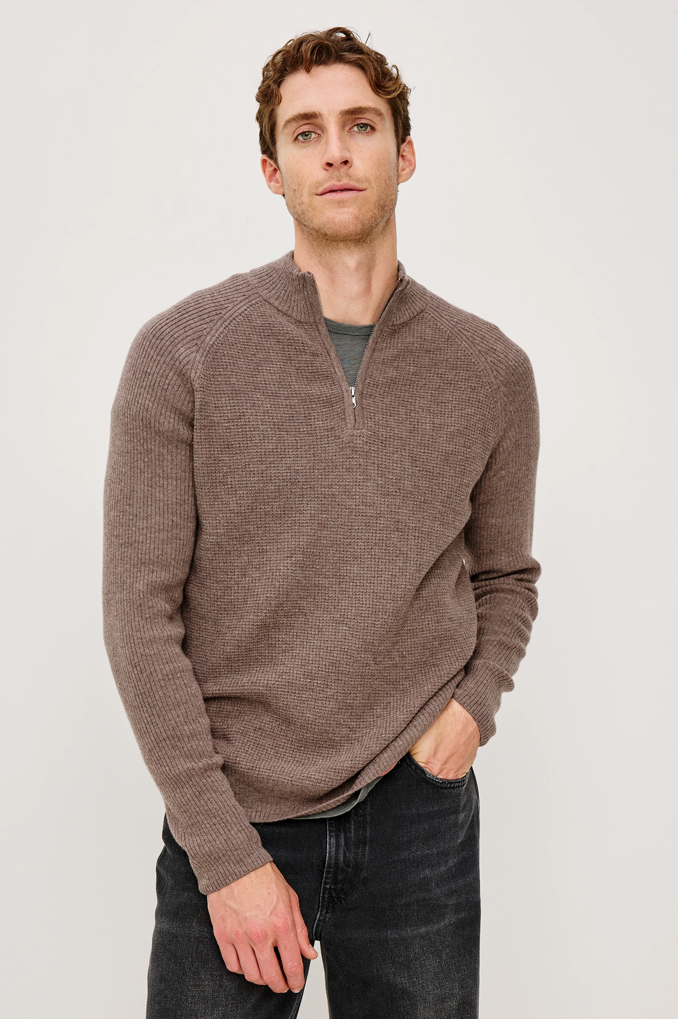 STARK QUARTER ZIP - BROWN MELANGE