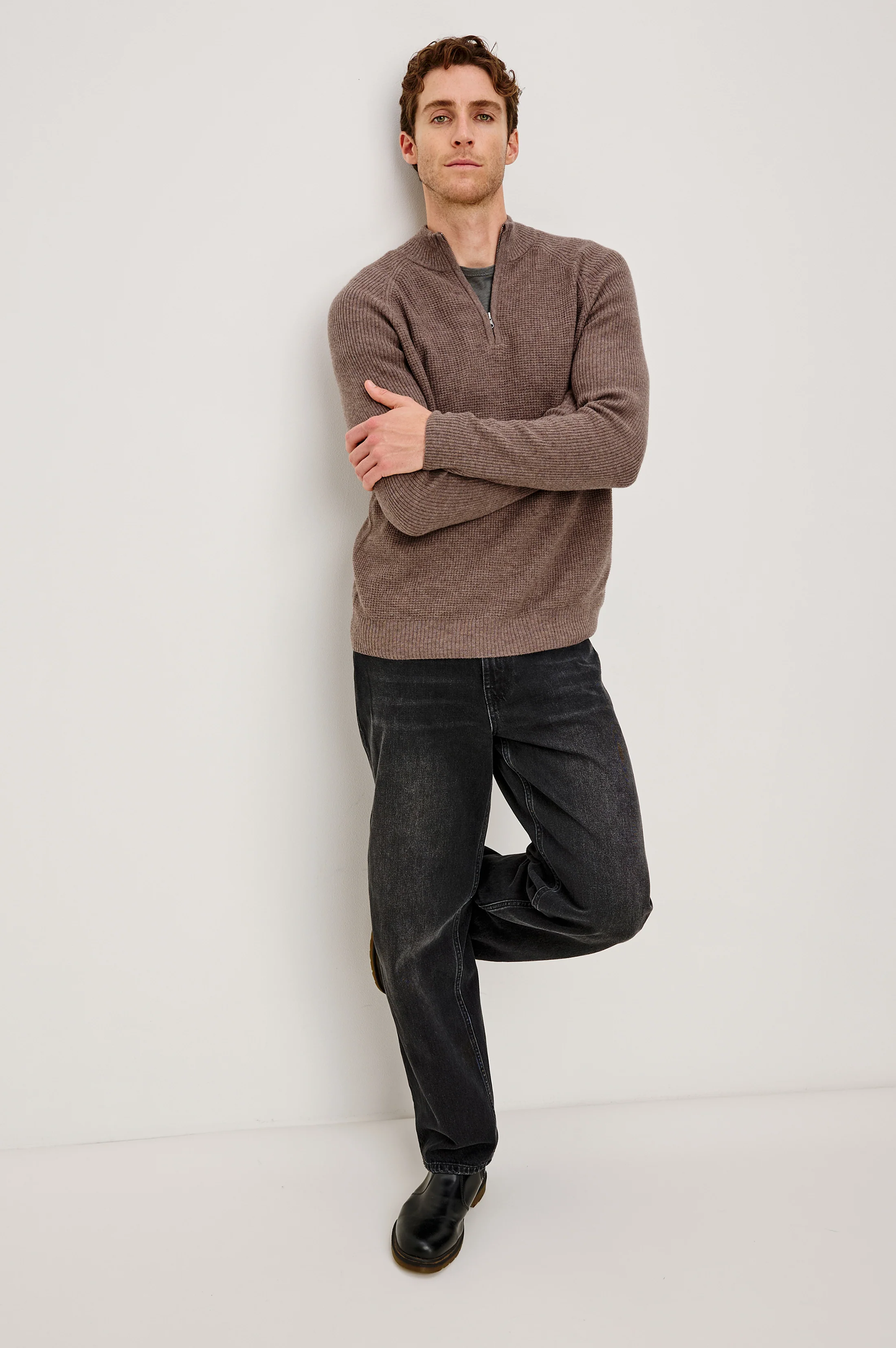 STARK QUARTER ZIP - BROWN MELANGE - Image 3