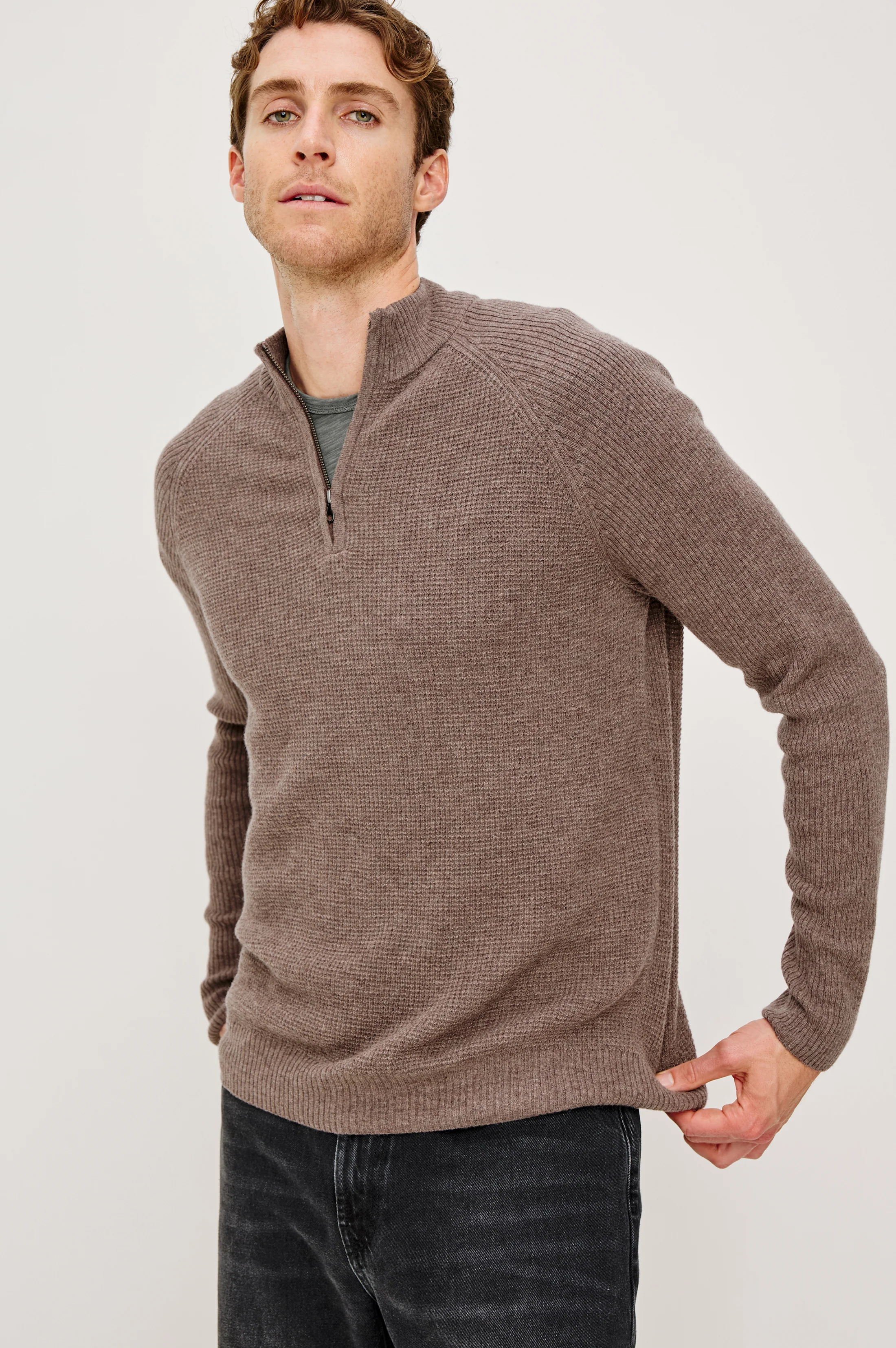 STARK QUARTER ZIP - BROWN MELANGE - Image 4