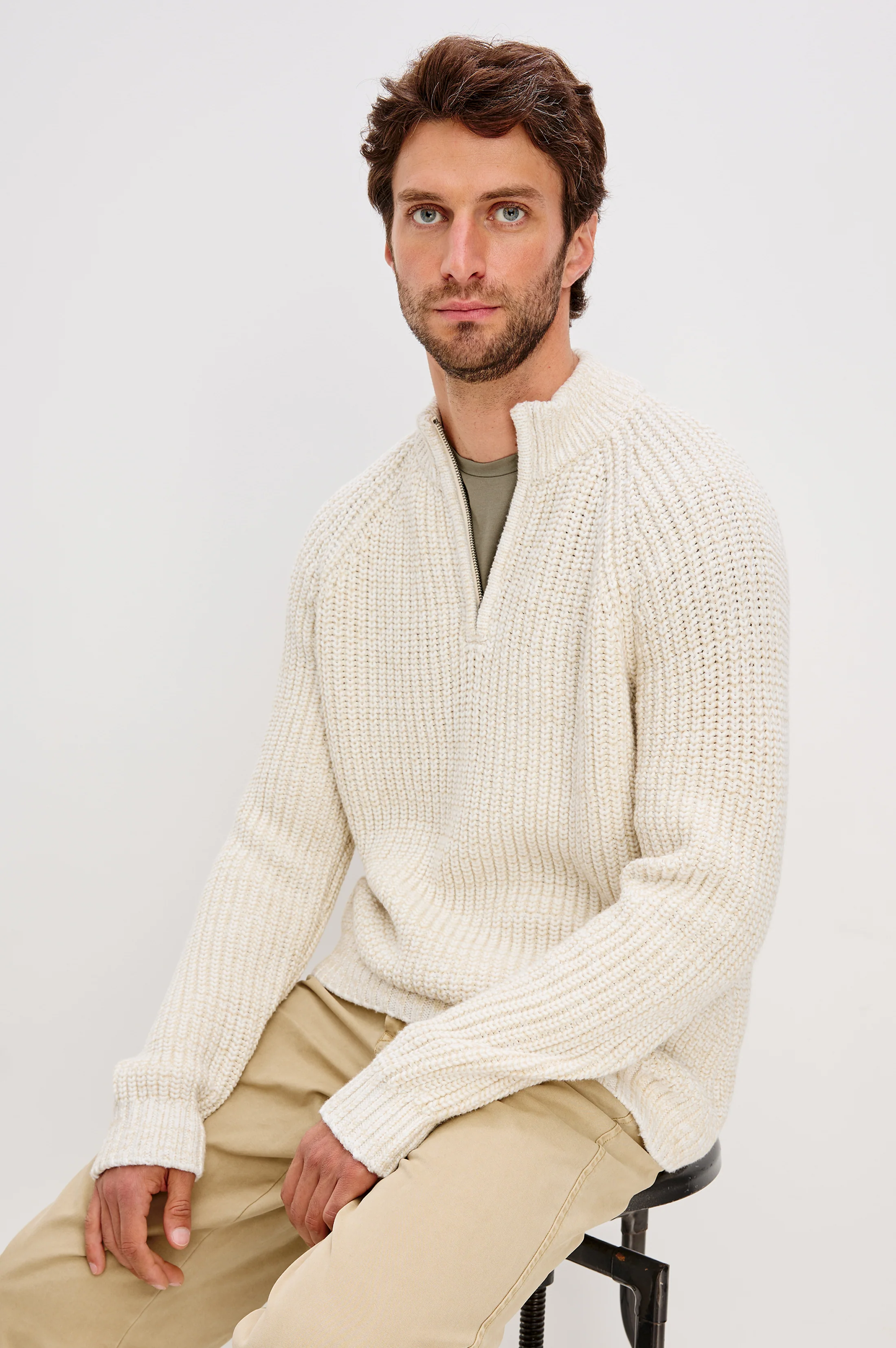 STRATTON QUARTER ZIP - SNOWDRIFT MARL