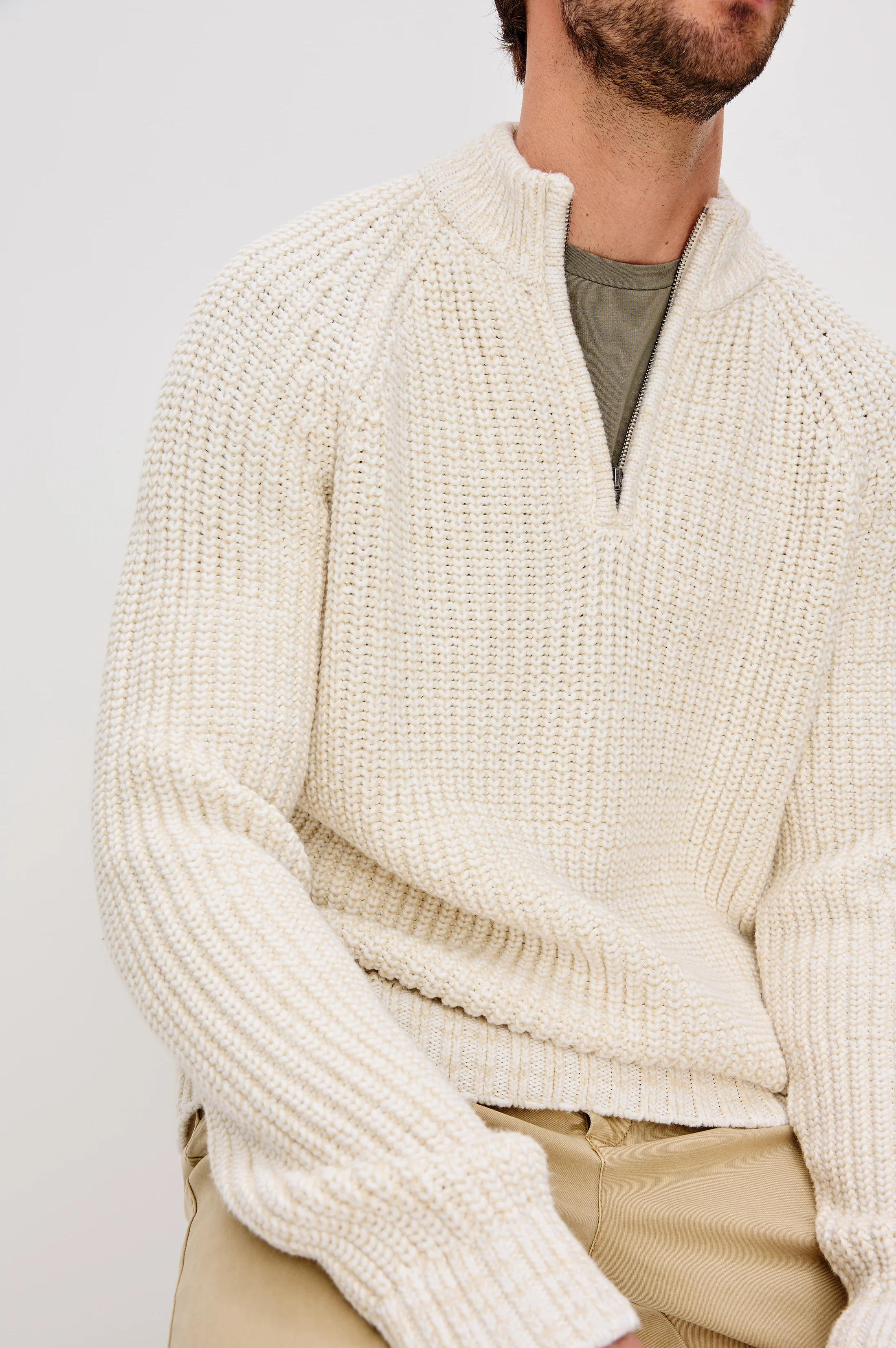STRATTON QUARTER ZIP - SNOWDRIFT MARL - Image 2