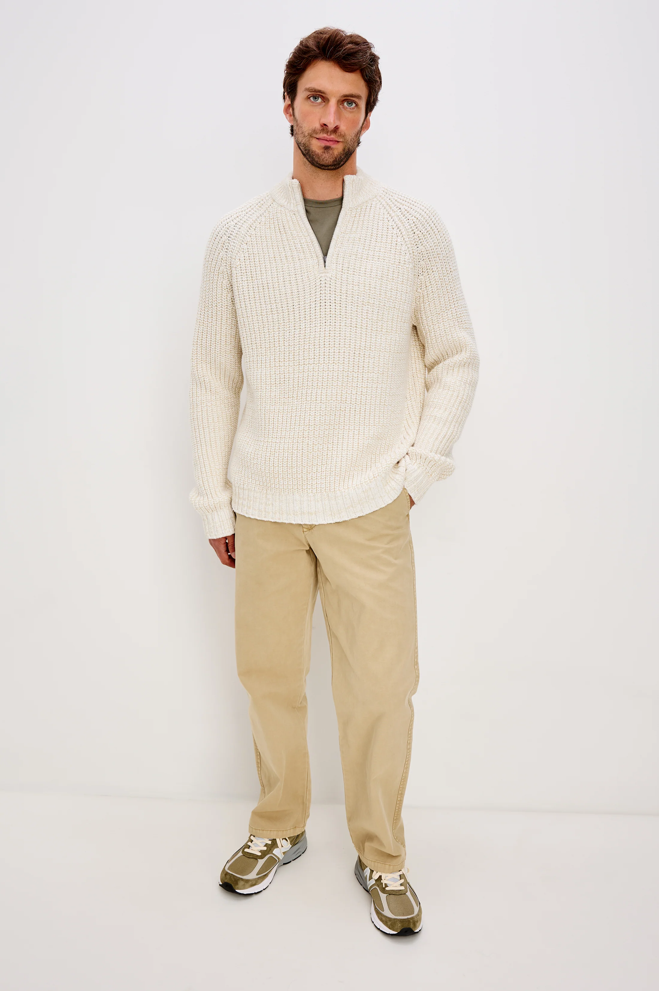 STRATTON QUARTER ZIP - SNOWDRIFT MARL - Image 3