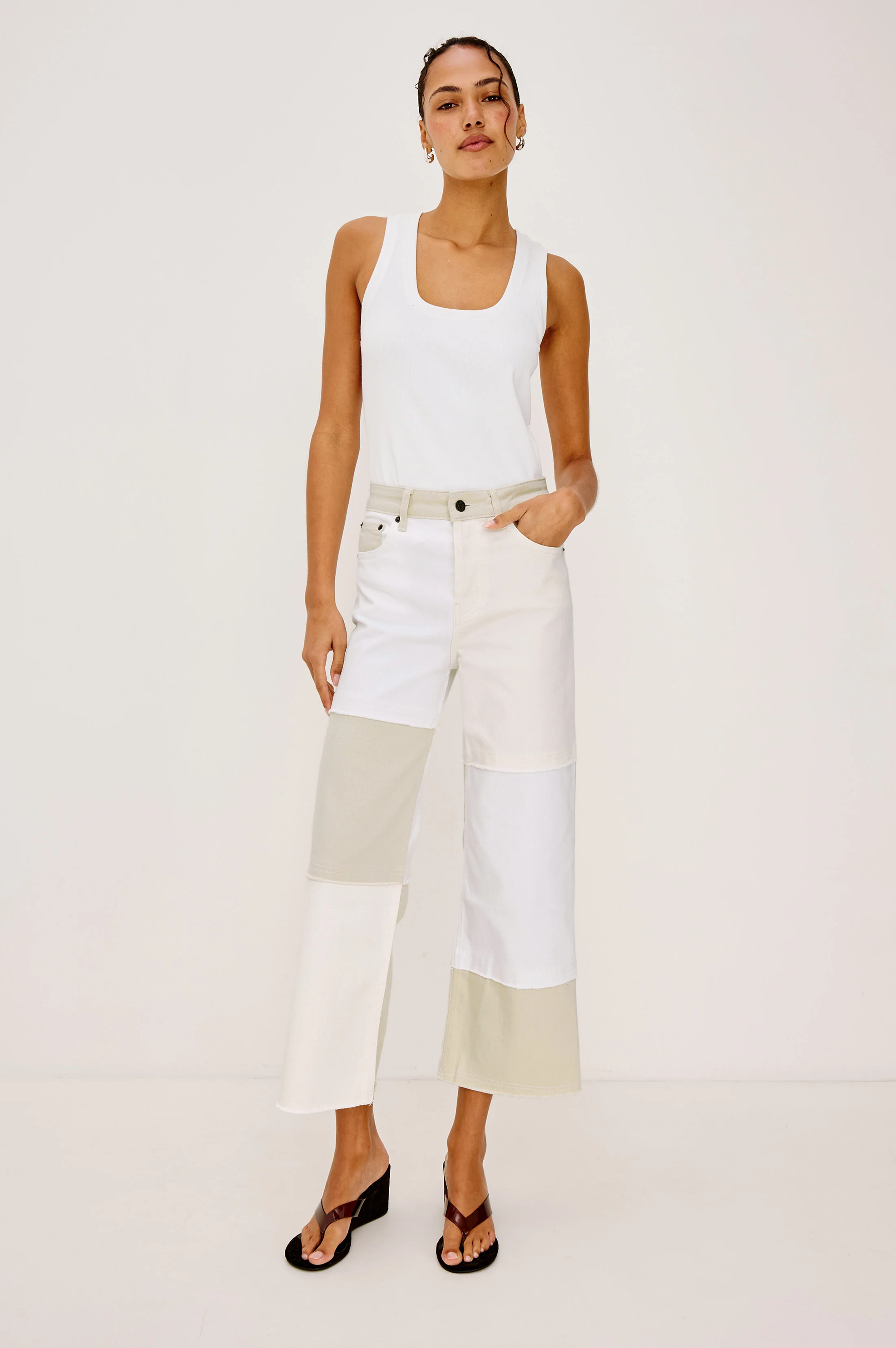 GETTY CROP WIDE LEG - ECRU PATCHWORK - Image 3