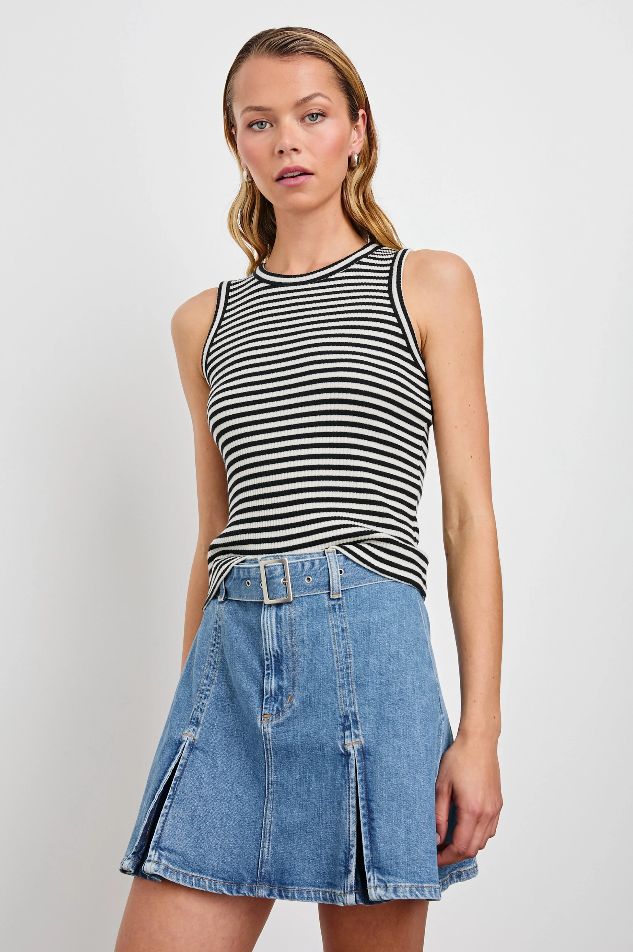 THE RACER TANK - BLACK BIRCH STRIPE