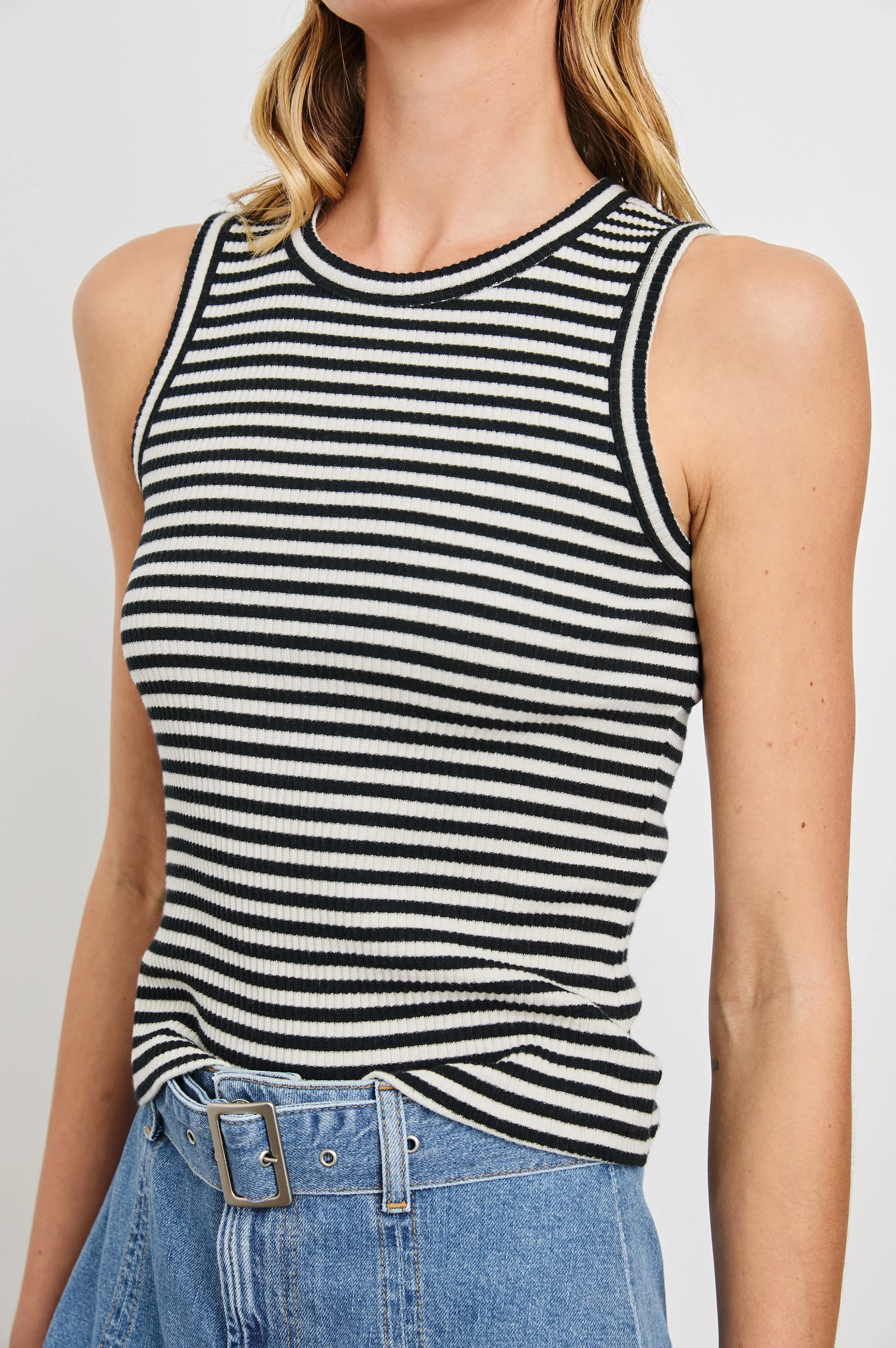 THE RACER TANK - BLACK BIRCH STRIPE - Image 2
